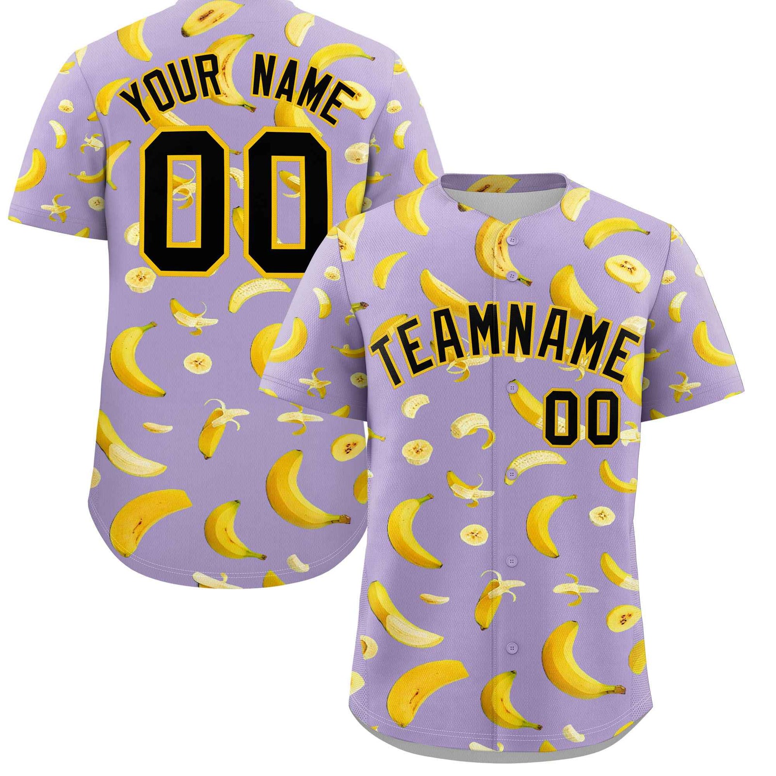 Custom Light Purple Banana Graffiti Pattern Fashion Authentic Baseball Jersey | Graffiti Pattern | Embroidery&Dye-sublimation printing | KXKSHOP