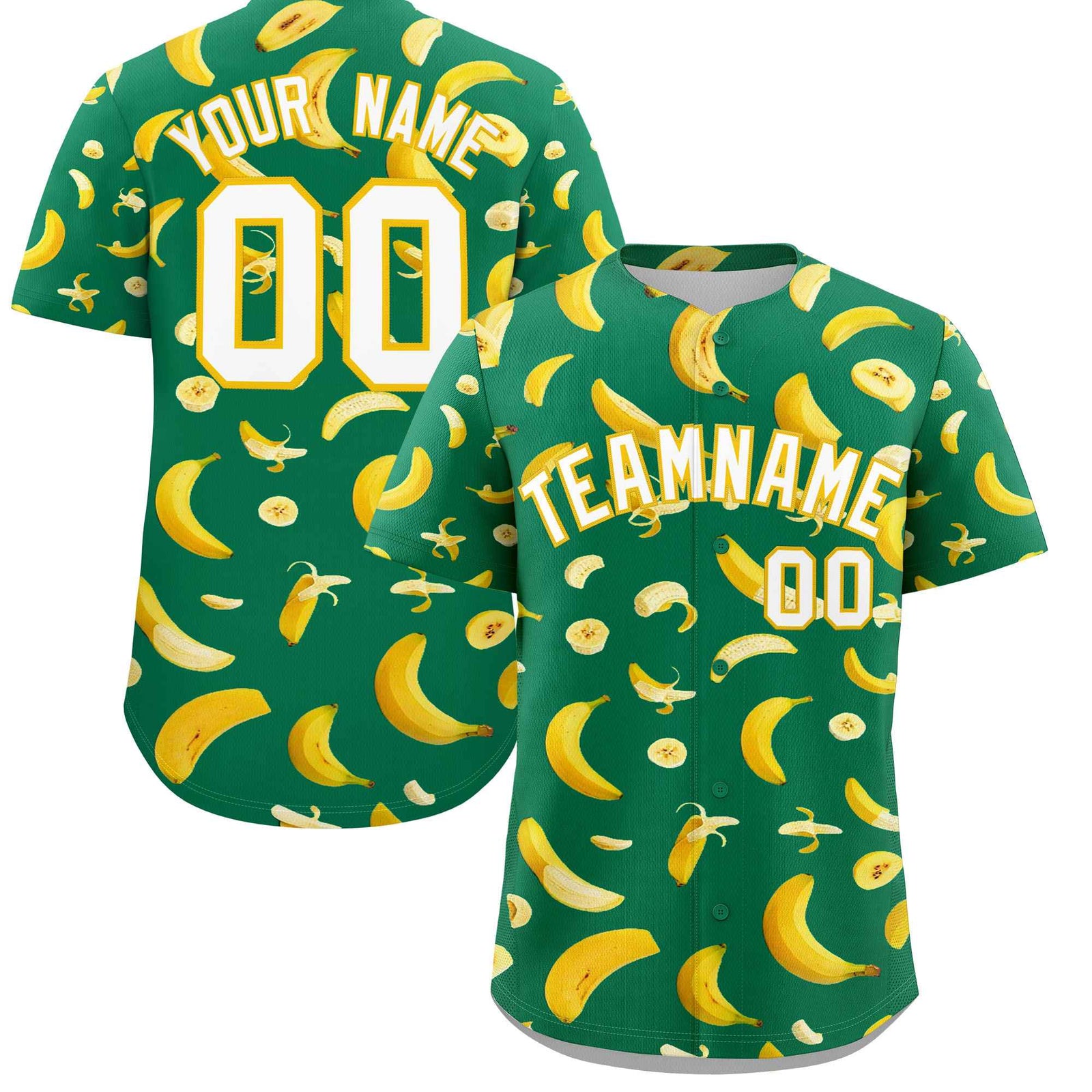 Custom Kelly Green Banana Graffiti Pattern Fashion Authentic Baseball Jersey | Graffiti Pattern | Embroidery&Dye-sublimation printing | KXKSHOP