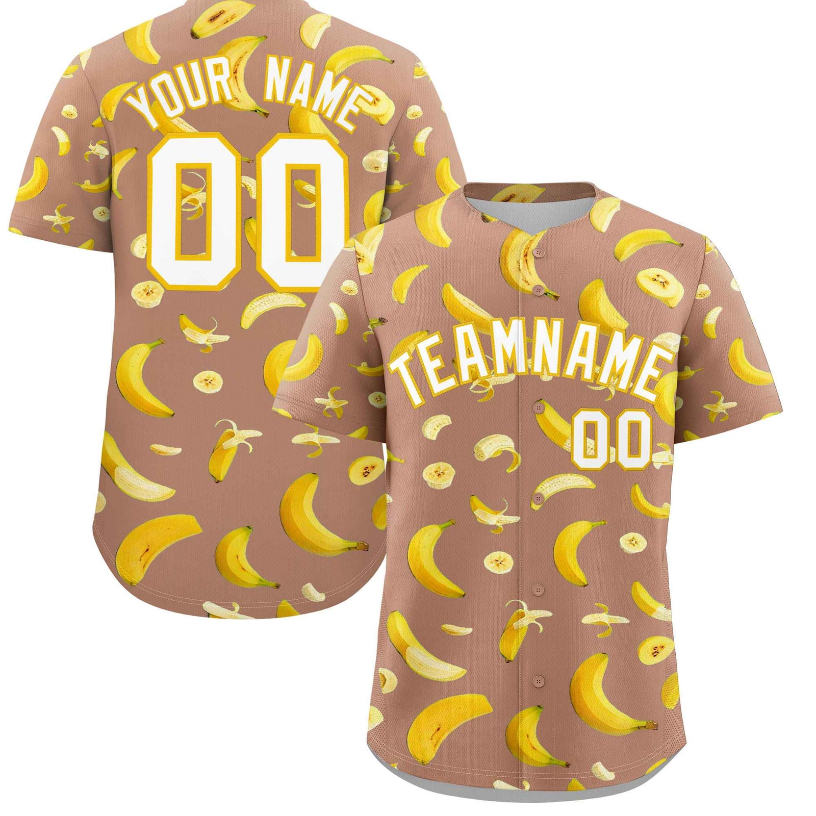 Custom Coffee Banana Graffiti Pattern Fashion Authentic Baseball Jersey | Graffiti Pattern | Embroidery&Dye-sublimation printing | KXKSHOP