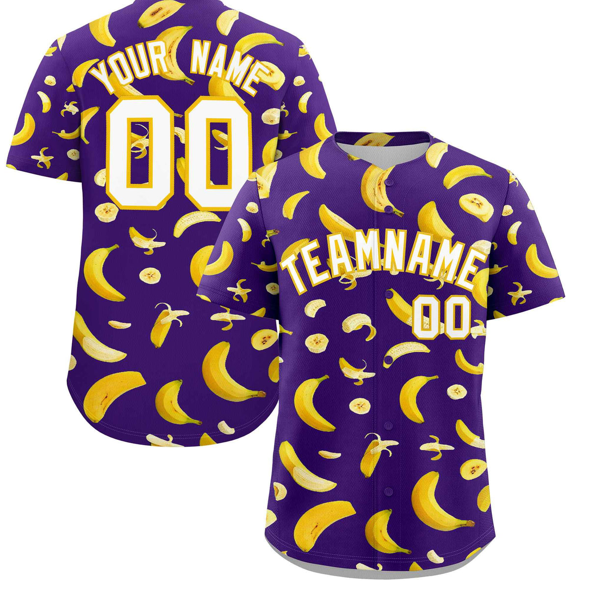 Custom Purple Banana Graffiti Pattern Fashion Authentic Baseball Jersey | Graffiti Pattern | Embroidery&amp;Dye-sublimation printing | KXKSHOP