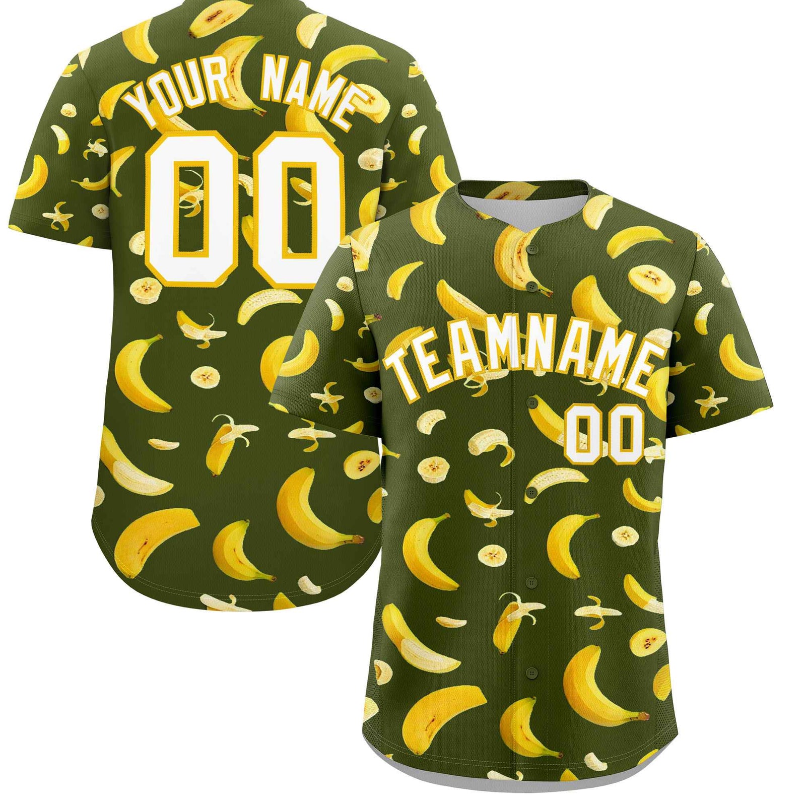 Custom Olive Banana Graffiti Pattern Fashion Authentic Baseball Jersey | Graffiti Pattern | Embroidery&Dye-sublimation printing | KXKSHOP
