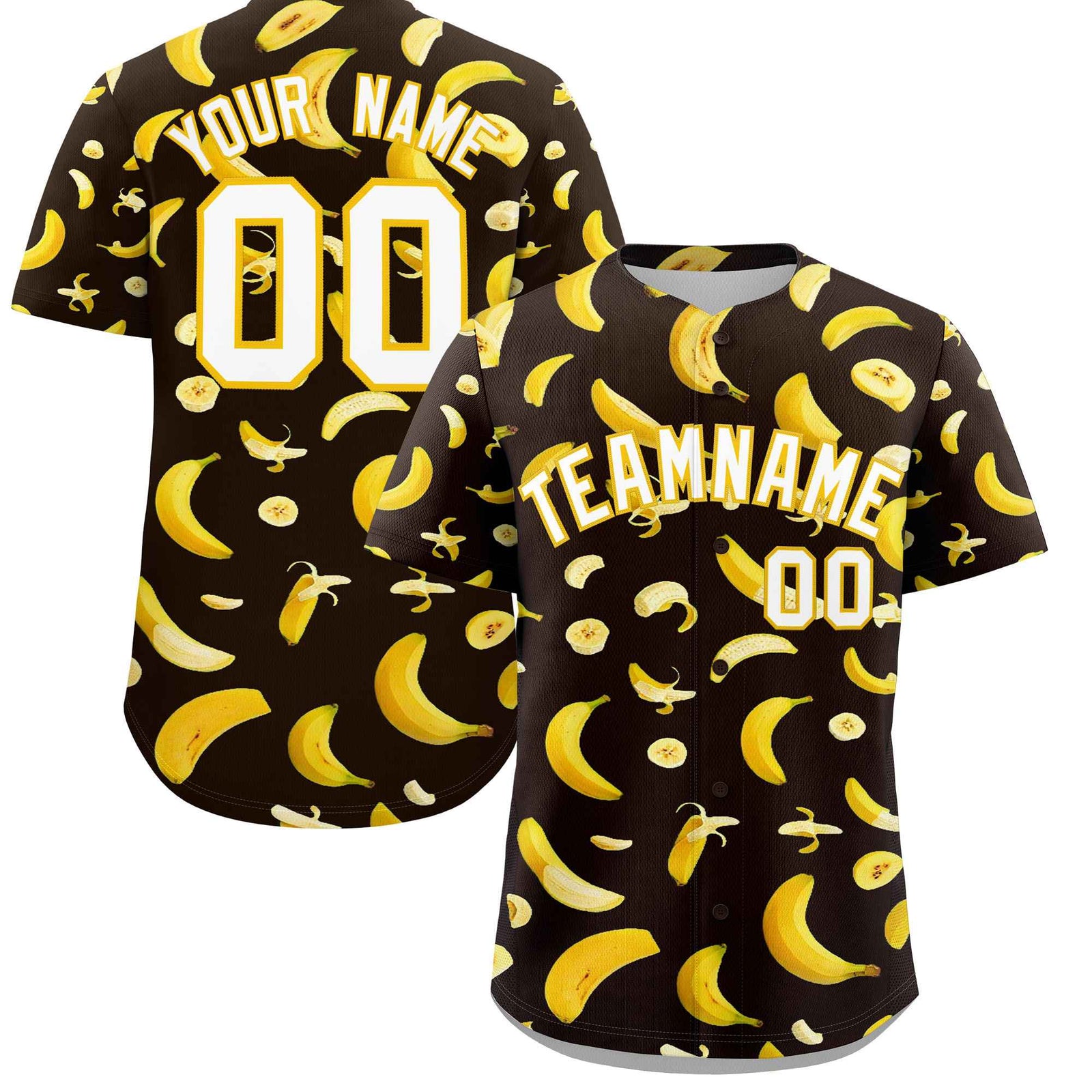 Custom Brown Banana Graffiti Pattern Fashion Authentic Baseball Jersey | Graffiti Pattern | Embroidery&Dye-sublimation printing | KXKSHOP