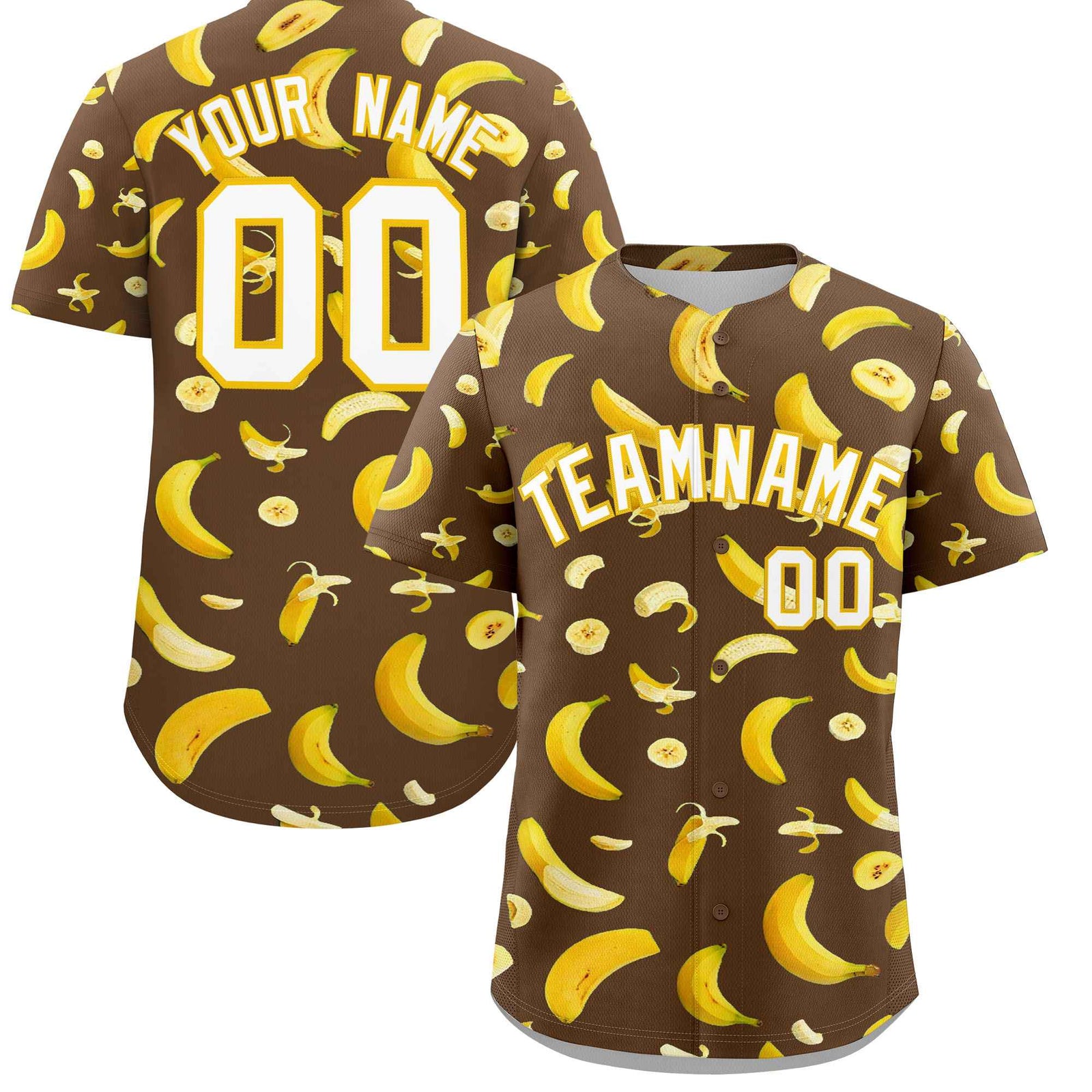 Custom Light Brown Banana Graffiti Pattern Fashion Authentic Baseball Jersey | Graffiti Pattern | Embroidery&Dye-sublimation printing | KXKSHOP