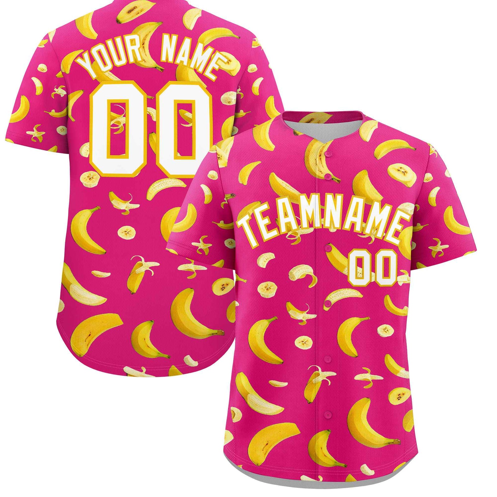 Custom Rose Red Banana Graffiti Pattern Fashion Authentic Baseball Jersey | Graffiti Pattern | Embroidery&Dye-sublimation printing | KXKSHOP