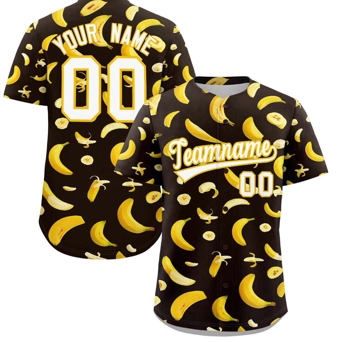 Custom Brown Banana Graffiti Pattern Fashion Authentic Baseball Jersey | Graffiti Pattern | Embroidery&amp;Dye-sublimation printing | KXKSHOP