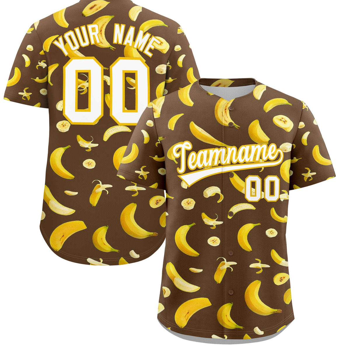 Custom Light Brown Banana Graffiti Pattern Fashion Authentic Baseball Jersey | Graffiti Pattern | Embroidery&Dye-sublimation printing | KXKSHOP