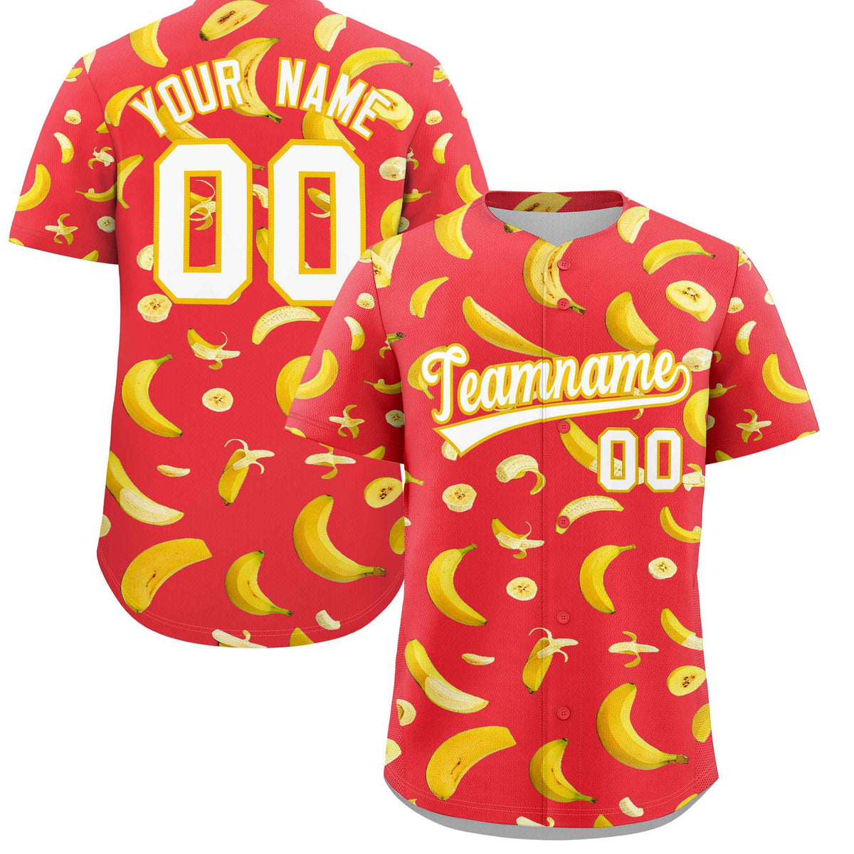 Custom Baseball Jersey | Personalized Name &amp; Number + Logo | Banana Print | Summer Tournaments &amp; Fan Gear | KXKSHOP