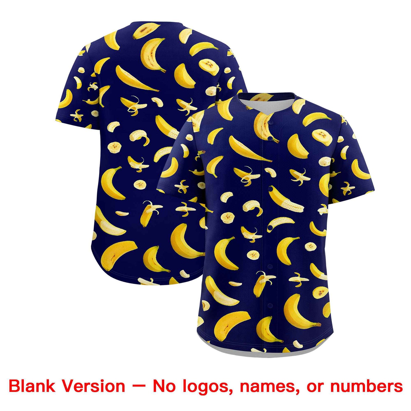 Custom Dark Blue Banana Graffiti Pattern Fashion Authentic Baseball Jersey | Graffiti Pattern | Embroidery&Dye-sublimation printing | KXKSHOP