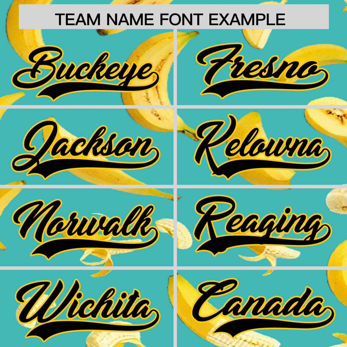 Custom Teal Banana Graffiti Pattern Fashion Authentic Baseball Jersey | Graffiti Pattern | Embroidery&amp;Dye-sublimation printing | KXKSHOP