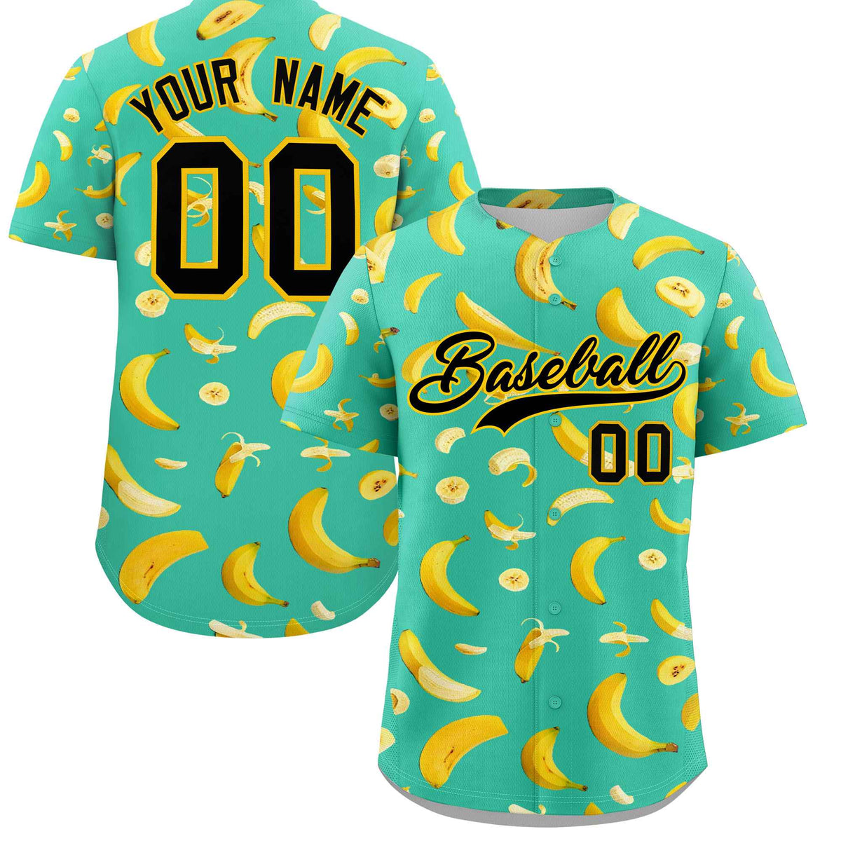 Custom Bright Green Banana Graffiti Pattern Fashion Authentic Baseball Jersey | Graffiti Pattern | Embroidery&Dye-sublimation printing | KXKSHOP