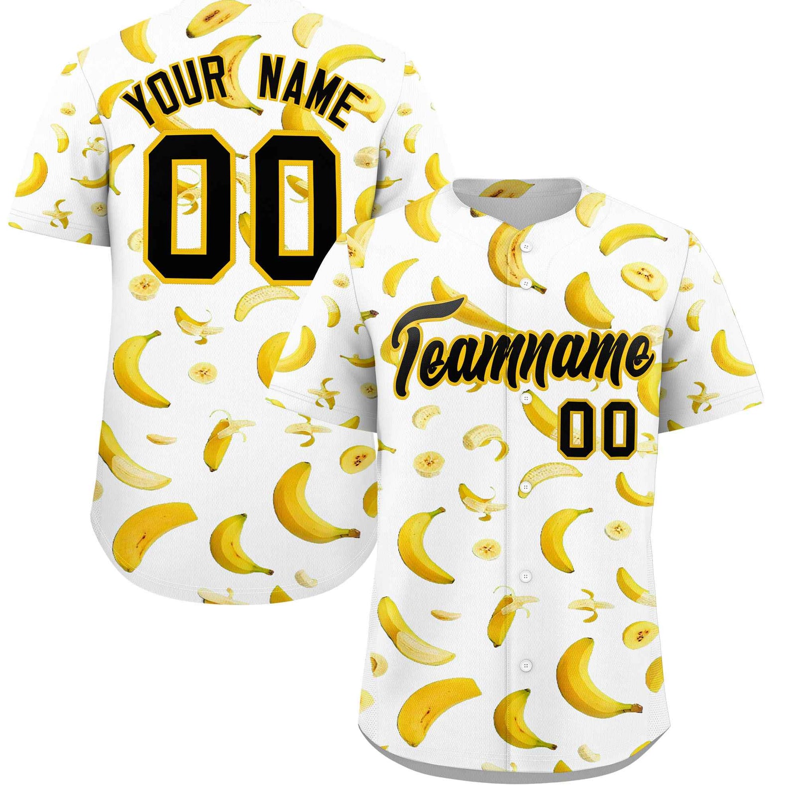 Custom White Banana Graffiti Pattern Fashion Authentic Baseball Jersey | Graffiti Pattern | Embroidery&Dye-sublimation printing | KXKSHOP