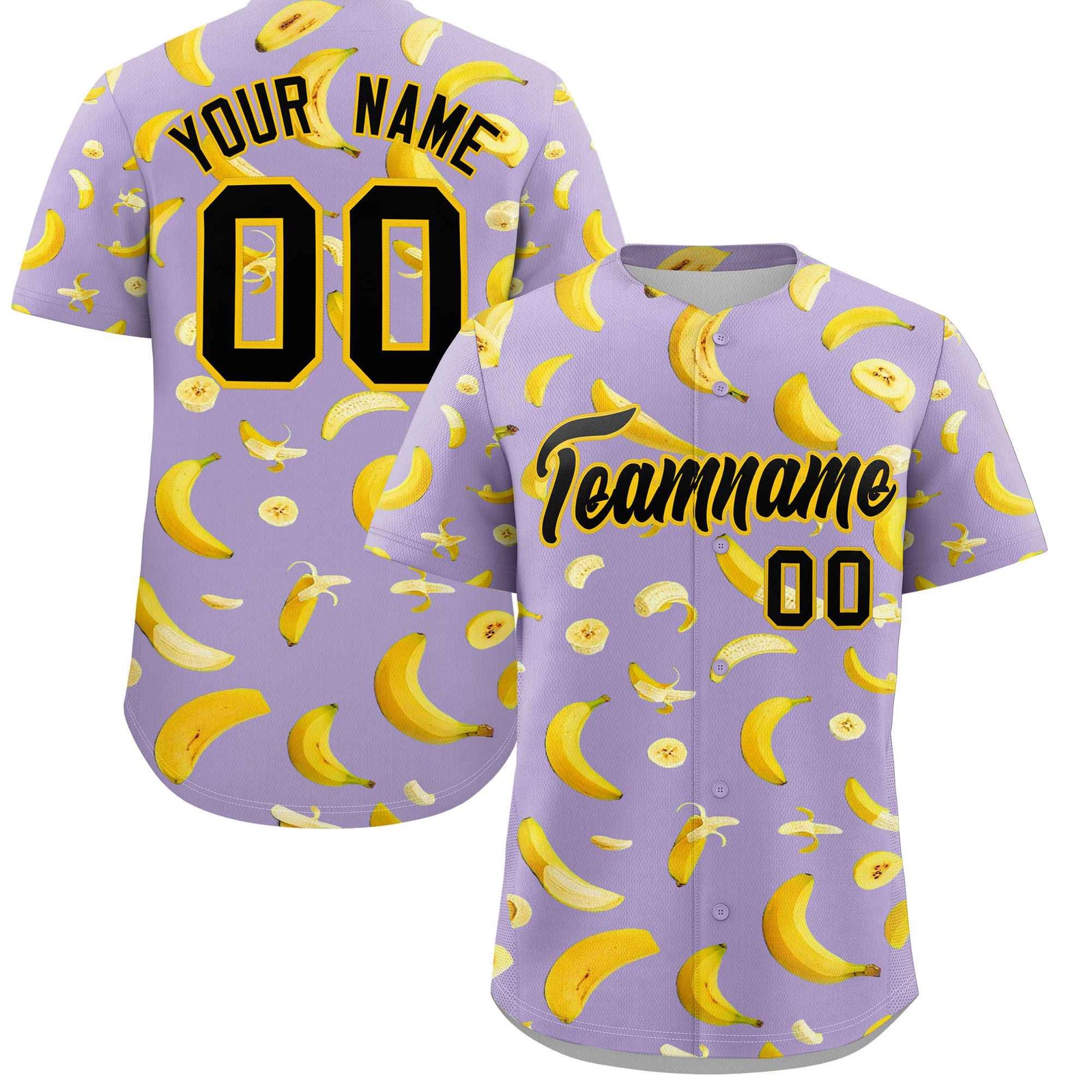 Custom Light Purple Banana Graffiti Pattern Fashion Authentic Baseball Jersey | Graffiti Pattern | Embroidery&Dye-sublimation printing | KXKSHOP