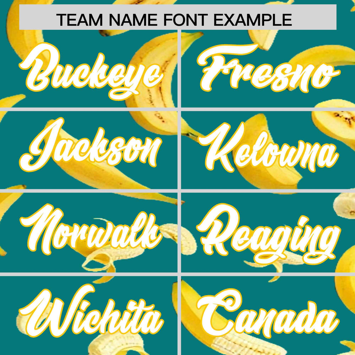 Custom Teal Banana Graffiti Pattern Fashion Authentic Baseball Jersey | Graffiti Pattern | Embroidery&amp;Dye-sublimation printing | KXKSHOP
