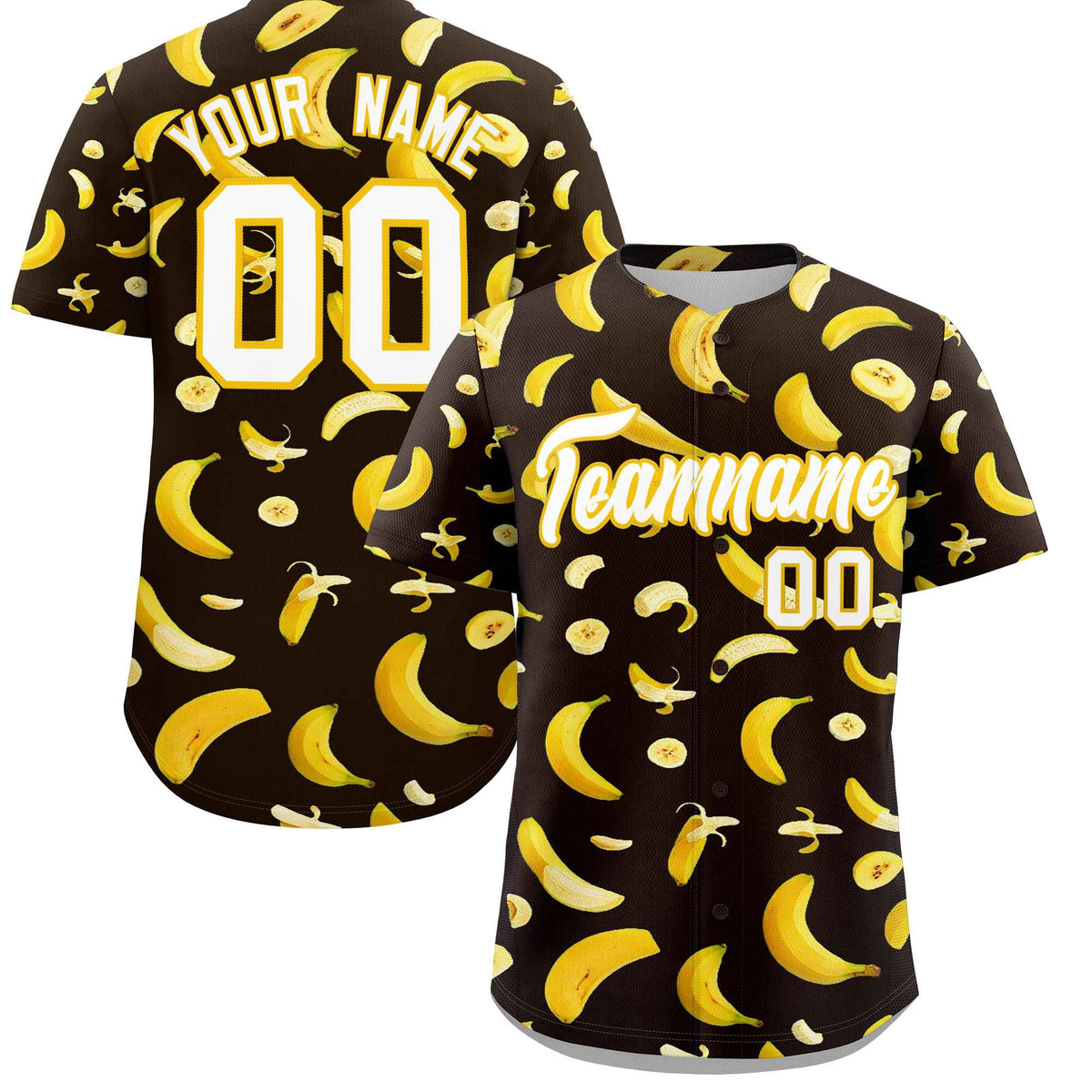 Custom Brown Banana Graffiti Pattern Fashion Authentic Baseball Jersey | Graffiti Pattern | Embroidery&amp;Dye-sublimation printing | KXKSHOP