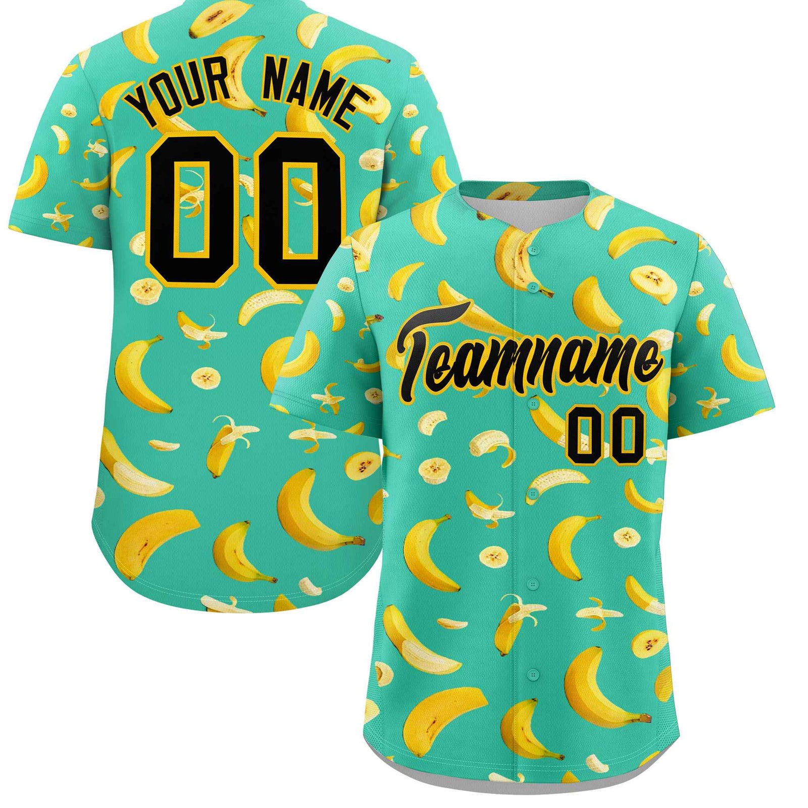 Custom Bright Green Banana Graffiti Pattern Fashion Authentic Baseball Jersey | Graffiti Pattern | Embroidery&Dye-sublimation printing | KXKSHOP
