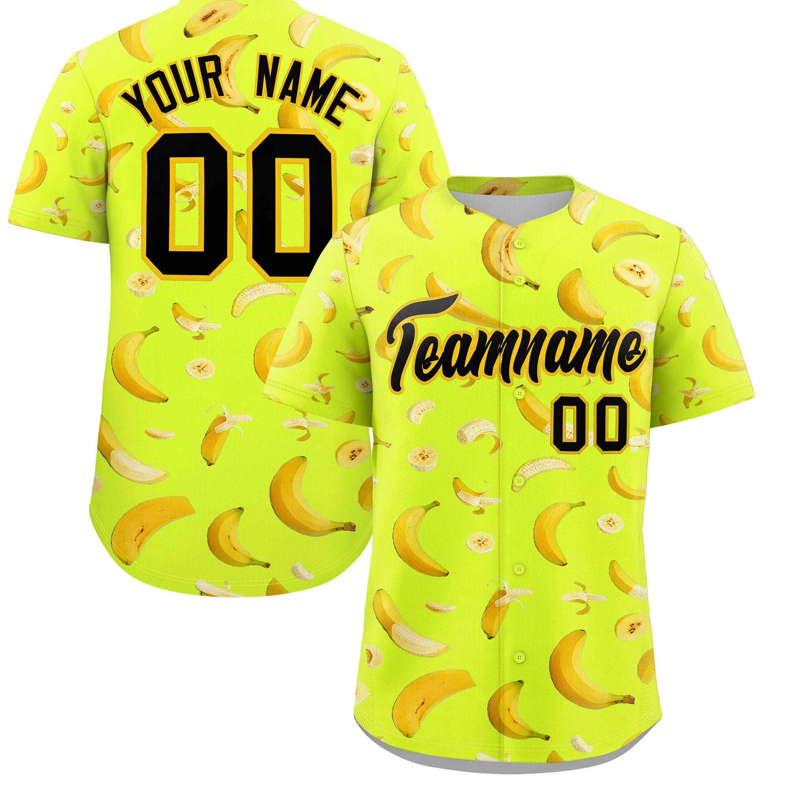 Custom Fluorescent Green Banana Graffiti Pattern Fashion Authentic Baseball Jersey | Graffiti Pattern | Embroidery&Dye-sublimation printing | KXKSHOP