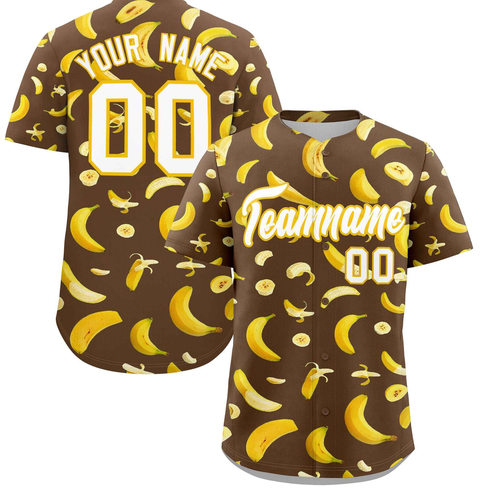 Custom Light Brown Banana Graffiti Pattern Fashion Authentic Baseball Jersey | Graffiti Pattern | Embroidery&Dye-sublimation printing | KXKSHOP