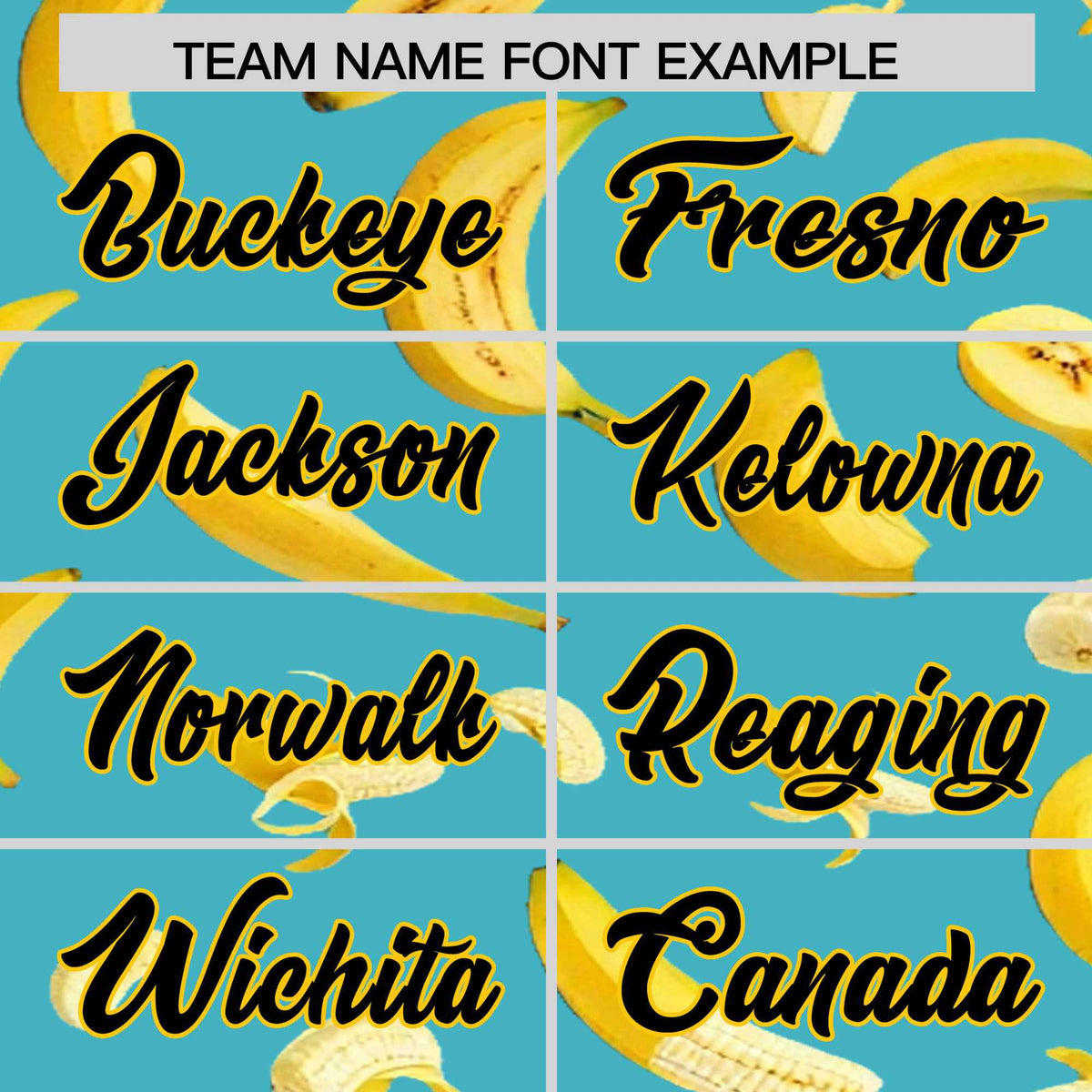 Custom Teal Banana Graffiti Pattern Fashion Authentic Baseball Jersey | Graffiti Pattern | Embroidery&amp;Dye-sublimation printing | KXKSHOP