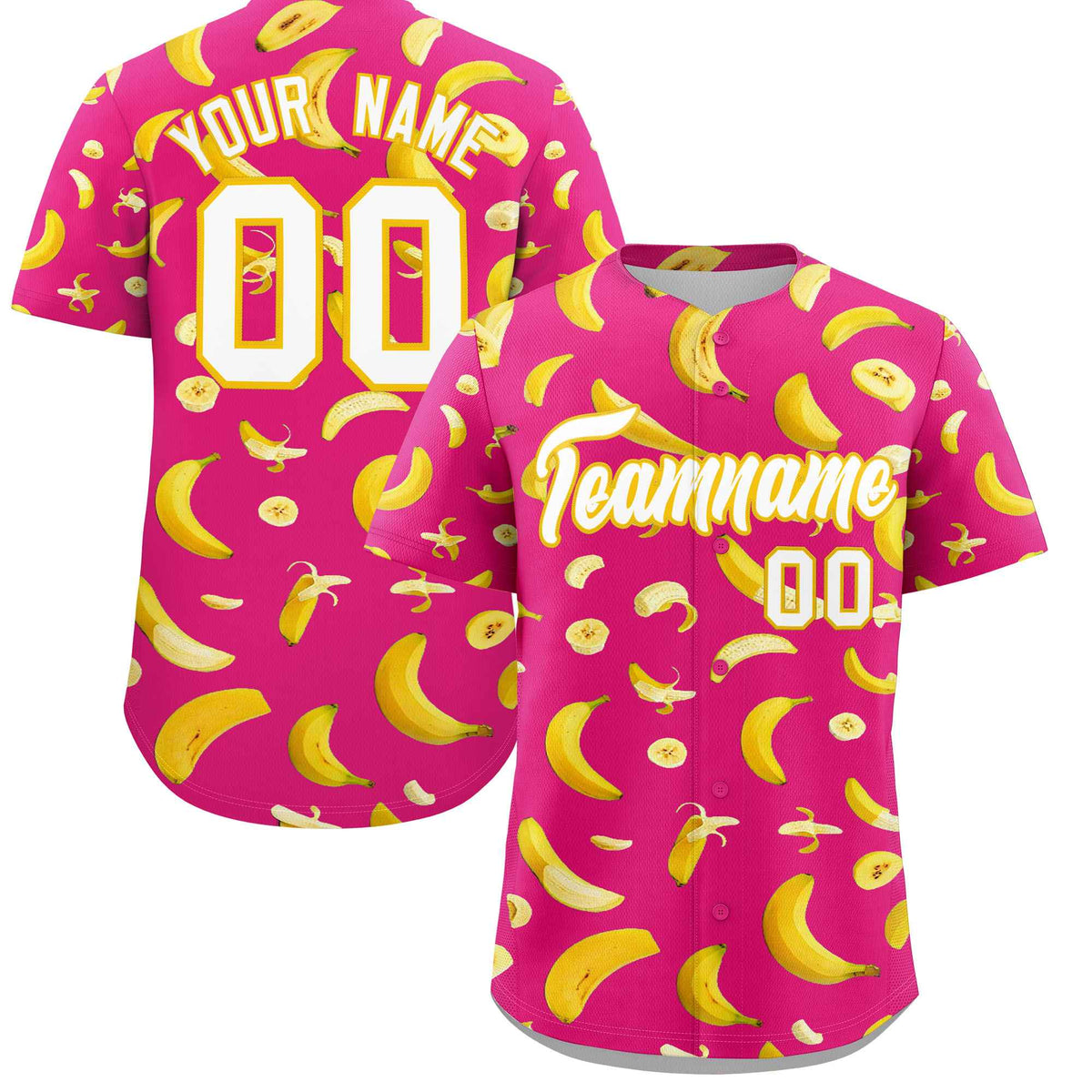 Custom Rose Red Banana Graffiti Pattern Fashion Authentic Baseball Jersey | Graffiti Pattern | Embroidery&Dye-sublimation printing | KXKSHOP