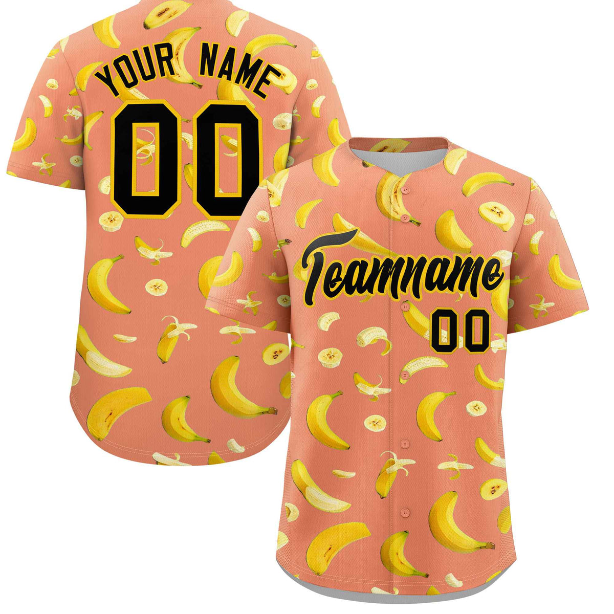 Custom Light Orange Banana Graffiti Pattern Fashion Authentic Baseball Jersey | Graffiti Pattern | Embroidery&Dye-sublimation printing | KXKSHOP