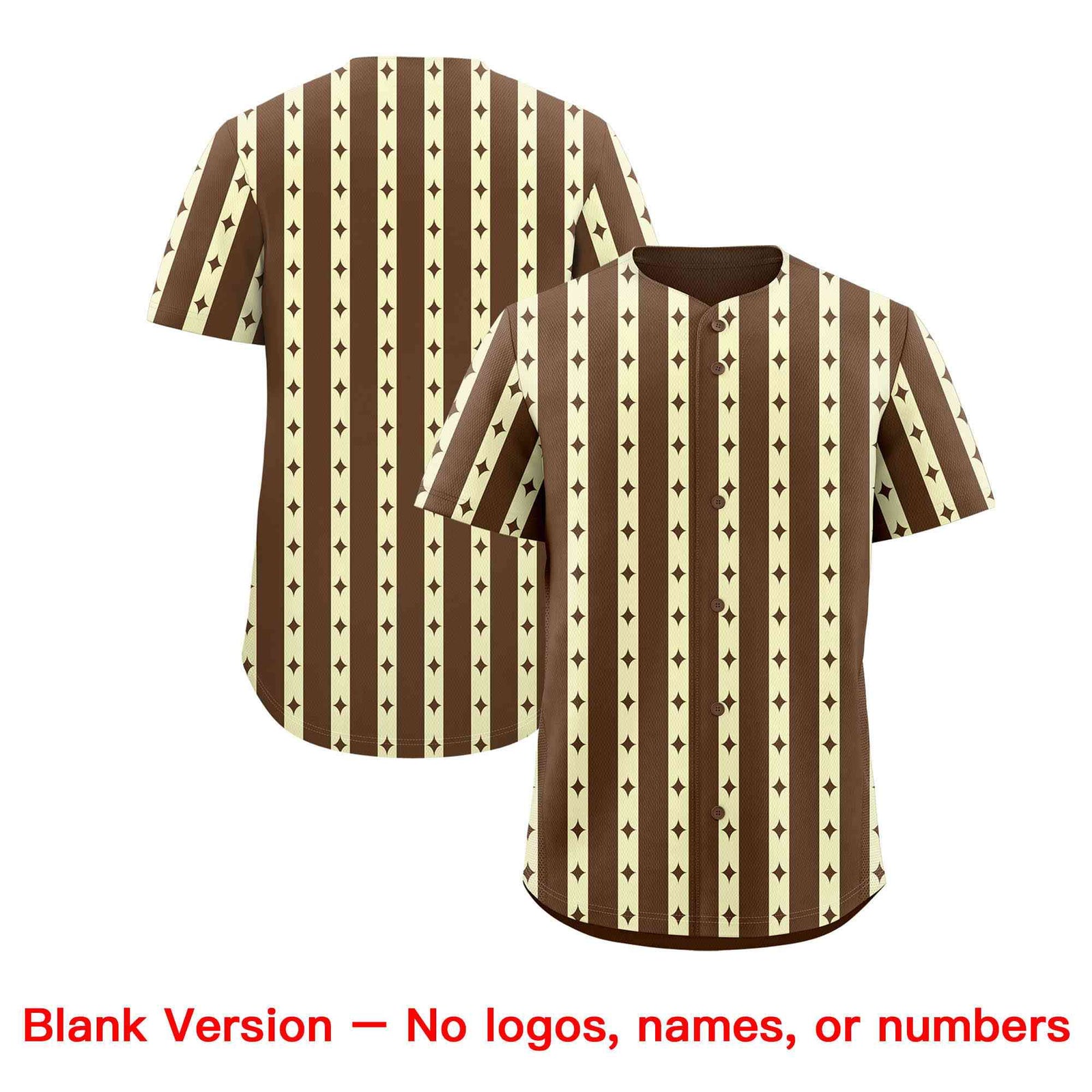 Custom Light Brown Cream Star Pattern Thick Stripes Baseball Jersey