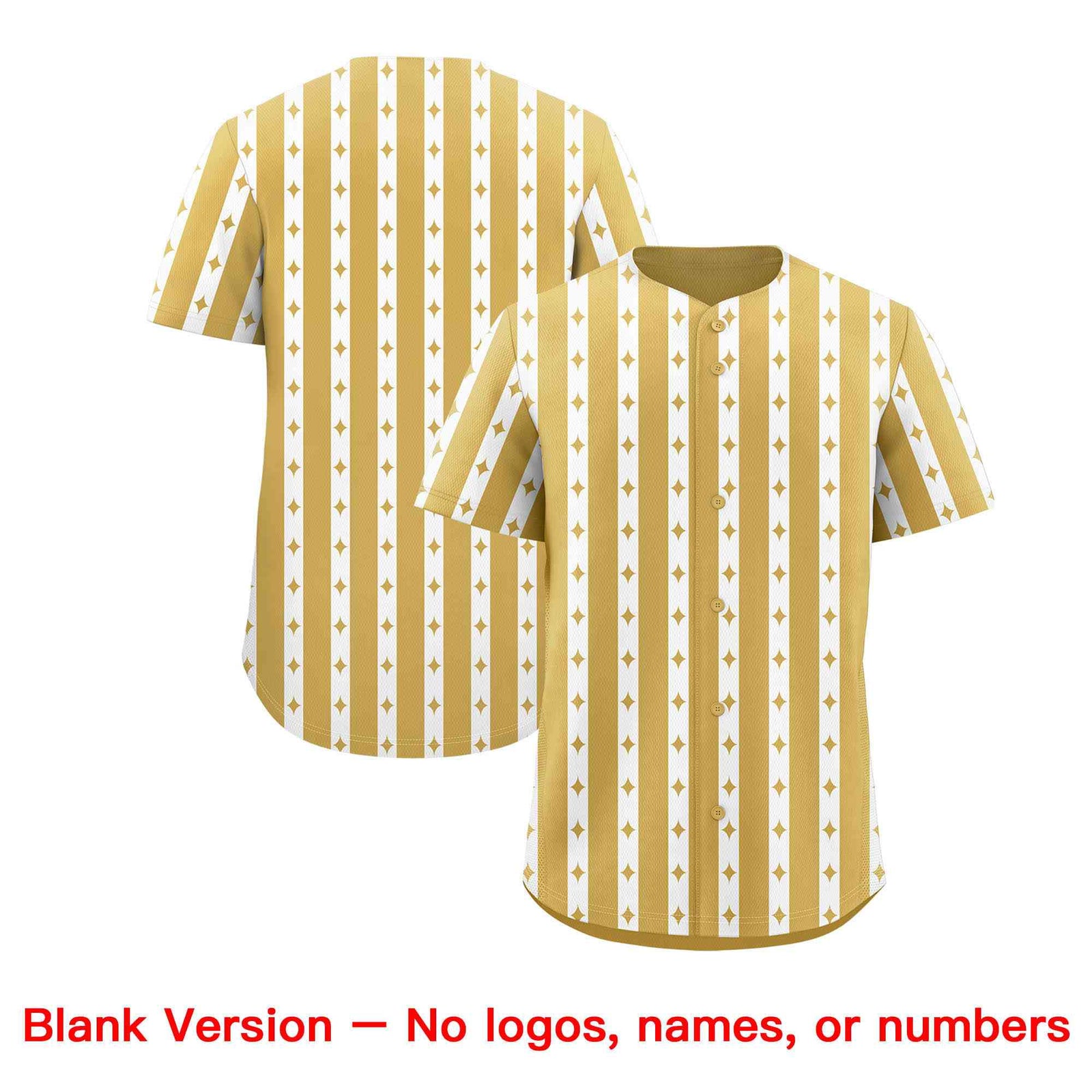 Custom Old Gold White Star Pattern Thick Stripes Baseball Jersey