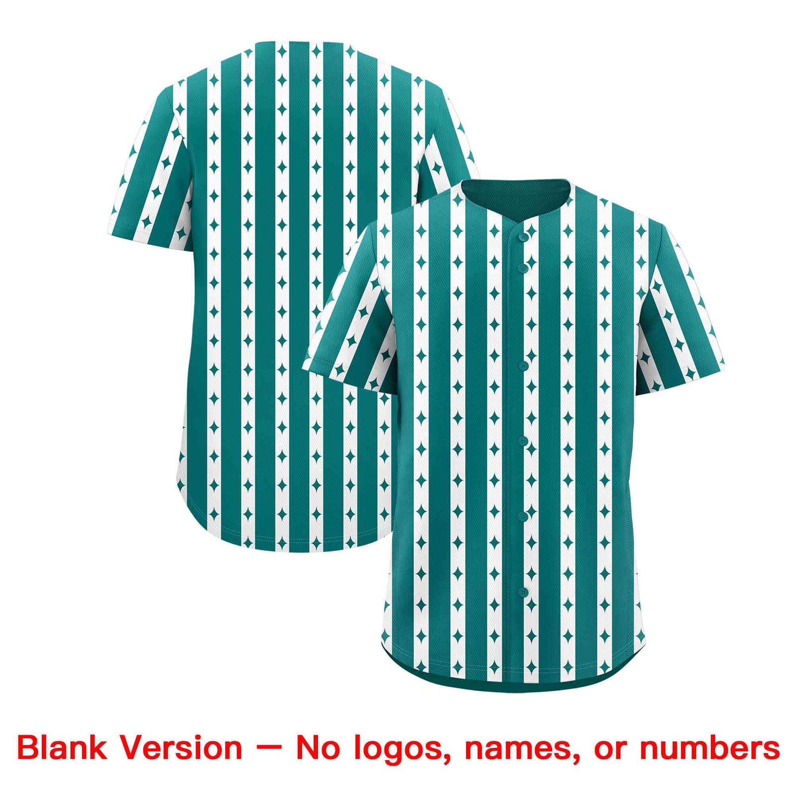 Custom Aqua White Star Pattern Thick Stripes Baseball Jersey