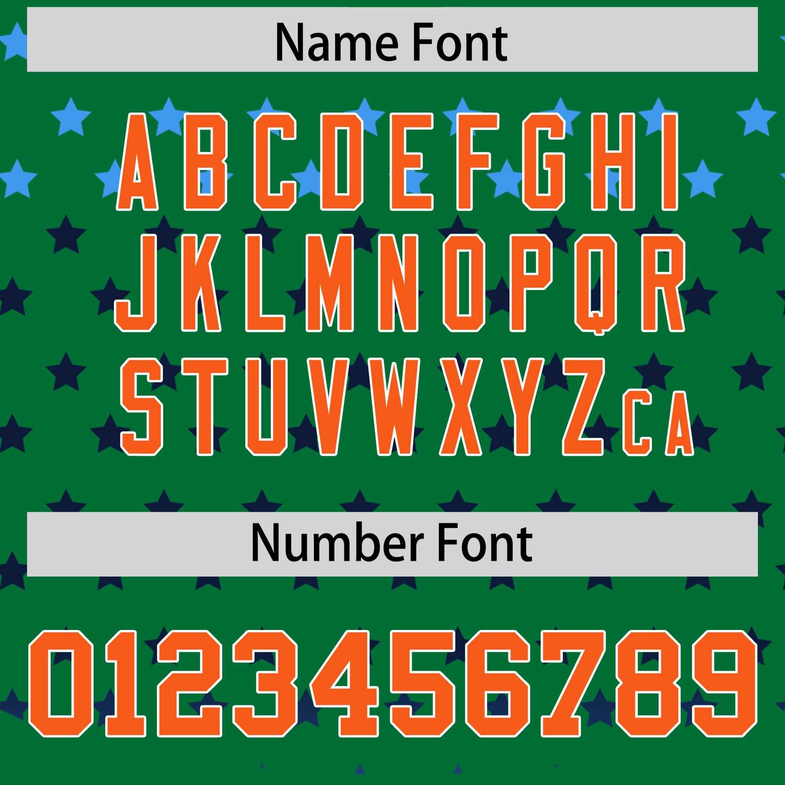 Custom Kelly Green Orange-White Raglan Sleeve Personalized Star Print Authentic Baseball Jersey