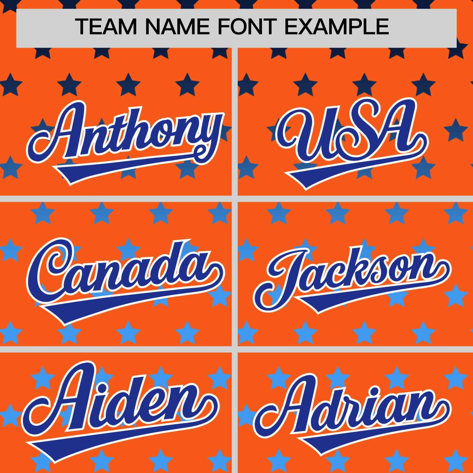 Custom Orange Royal-White Raglan Sleeve Personalized Star Print Authentic Baseball Jersey