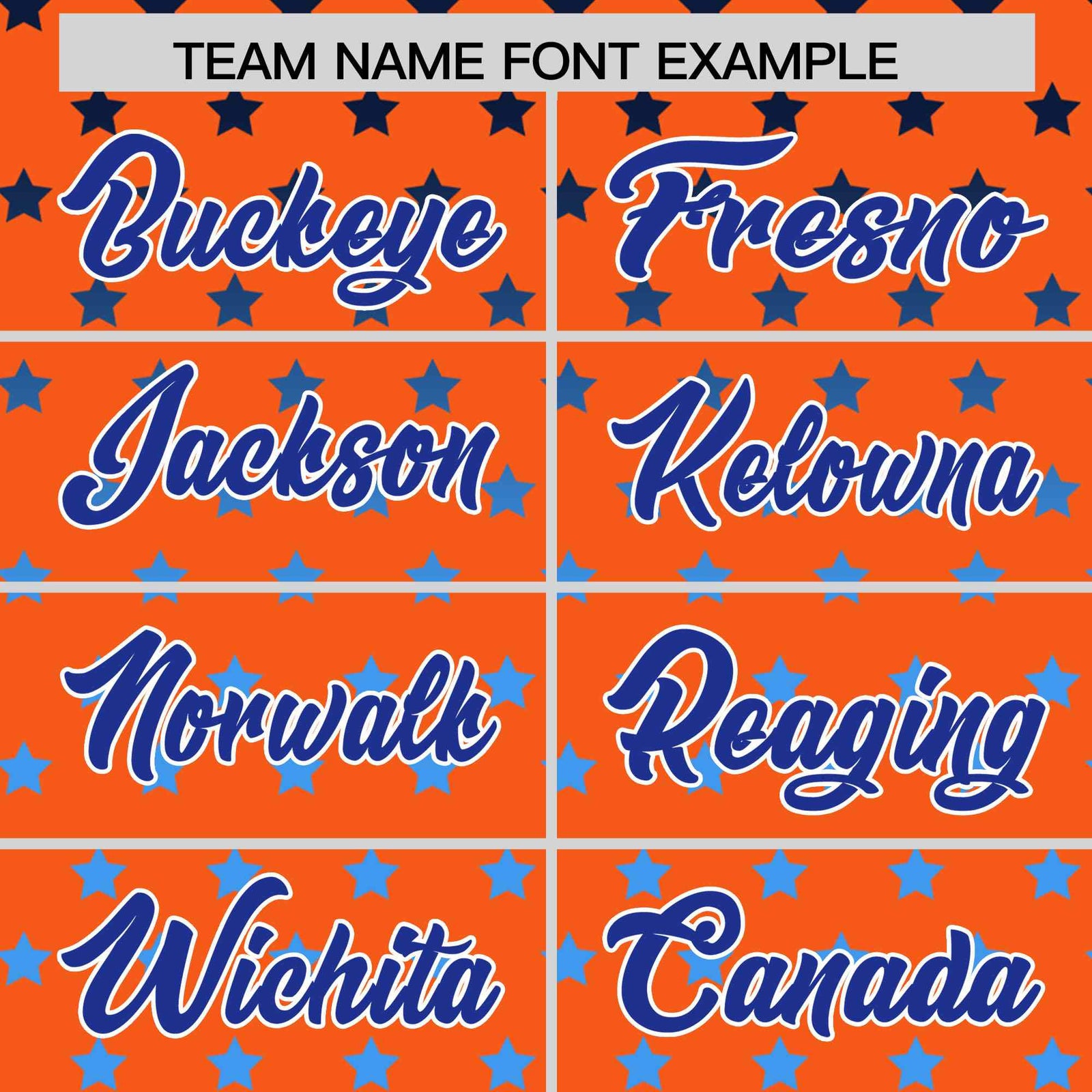 Custom Orange Royal-White Raglan Sleeve Personalized Star Print Authentic Baseball Jersey