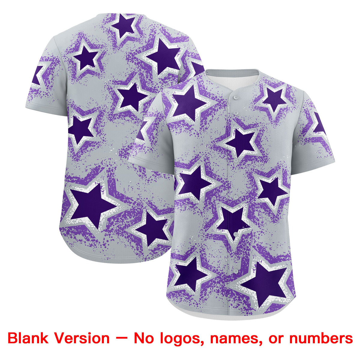 Custom Silver Purple White Star Graffiti Team Baseball Jerseys With Custom Names, Numbers & Logos Lightweight Baseball Jersey| KXKSHOP