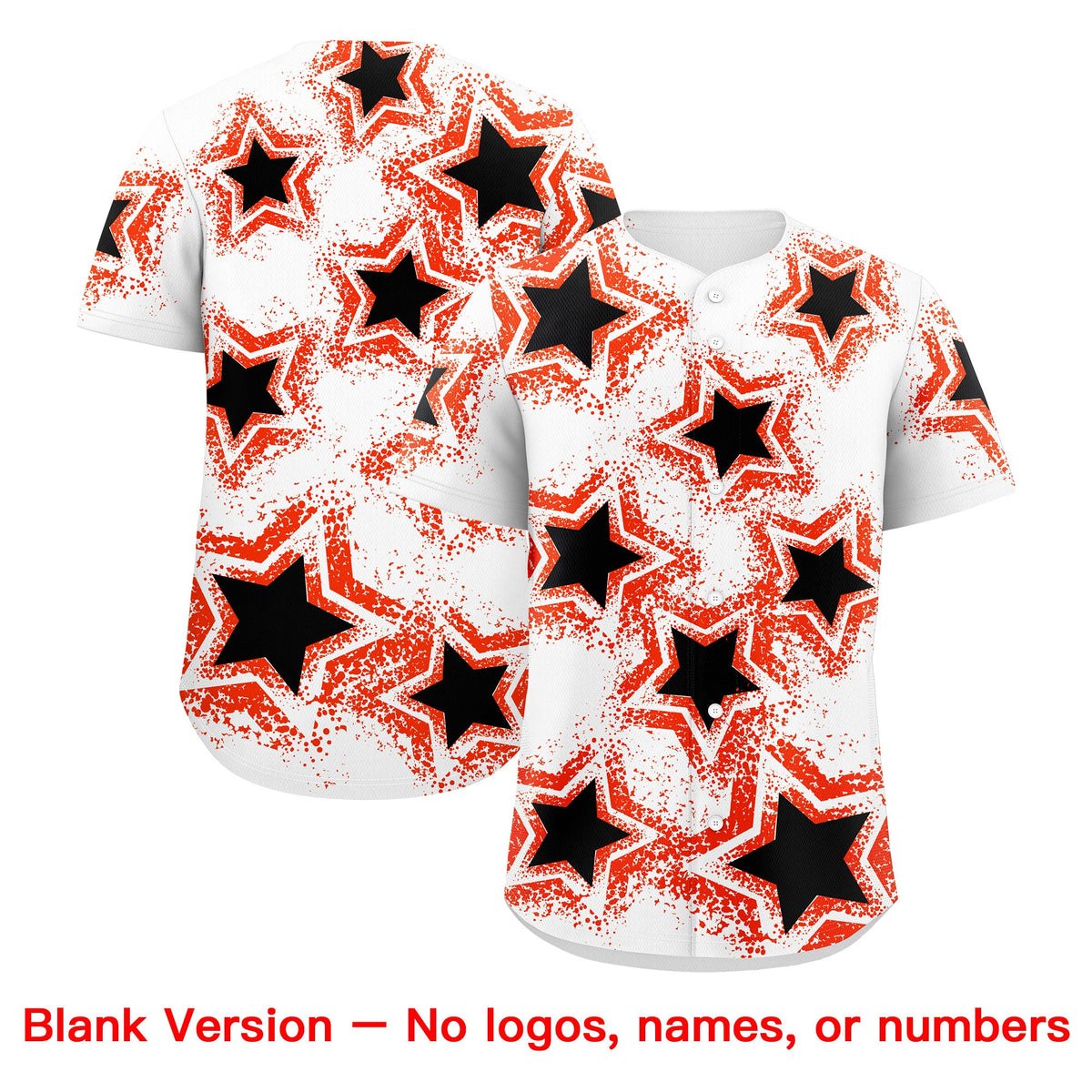 Custom White Black Orange Star Graffiti Team Baseball Jerseys With Custom Names, Numbers & Logos Lightweight Baseball Jersey| KXKSHOP
