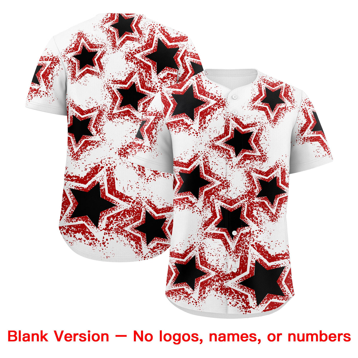 Custom White Black Red Star Graffiti Team Baseball Jerseys With Custom Names, Numbers & Logos Stretch Fabric Baseball Jersey| KXKSHOP