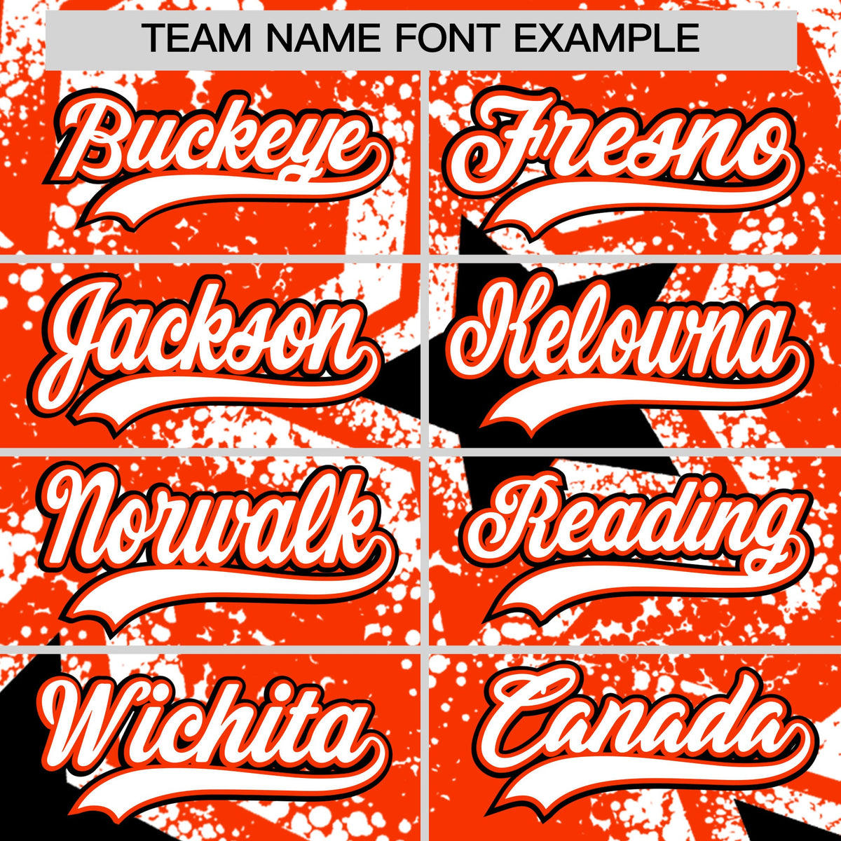 Custom Orange White Black Star Graffiti Team Baseball Jerseys With Custom Names, Numbers & Logos Stretch Fabric Baseball Jersey| KXKSHOP