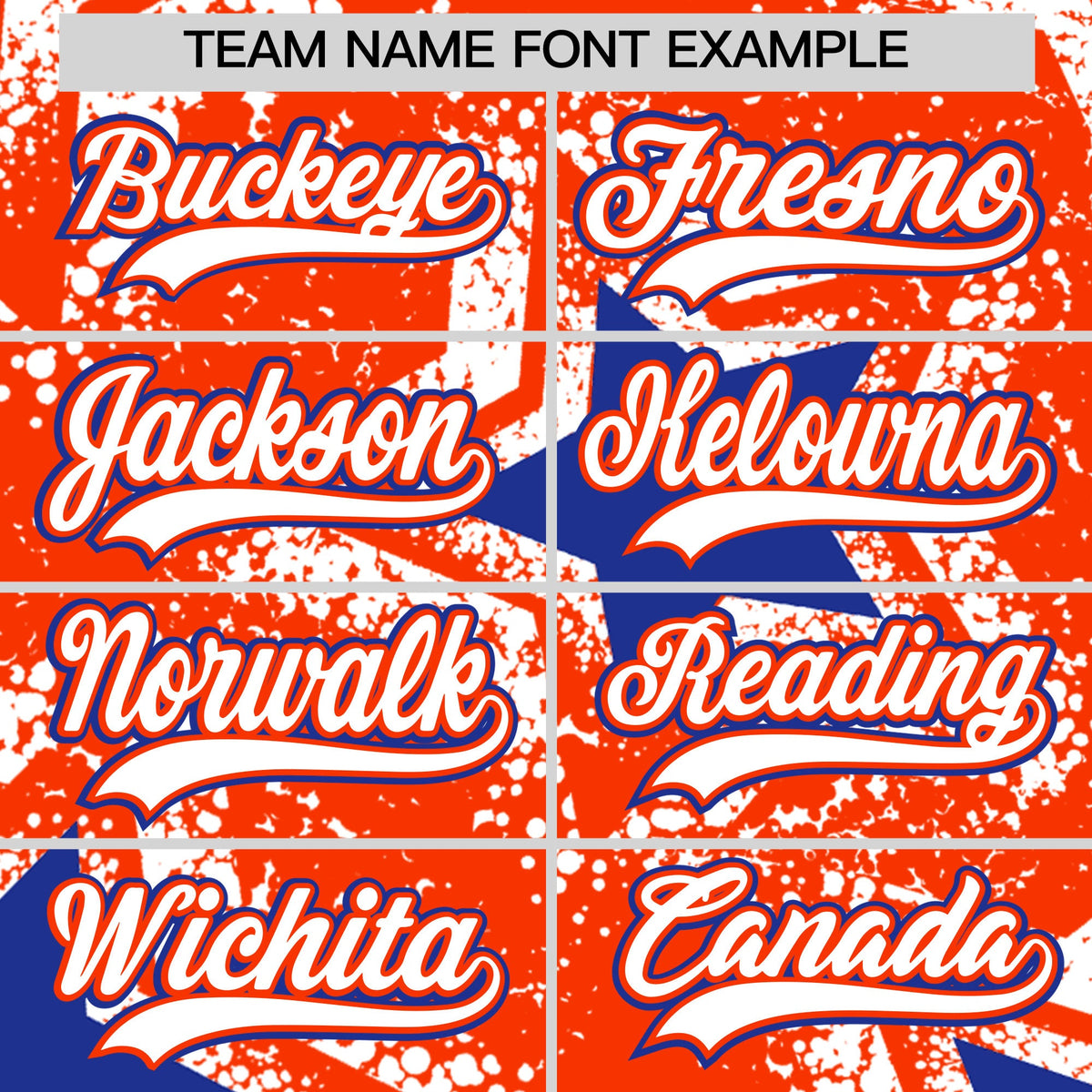 Custom Orange White Royal Blue Star Graffiti Team Baseball Jerseys With Custom Names, Numbers & Logos Lightweight Baseball Jersey| KXKSHOP