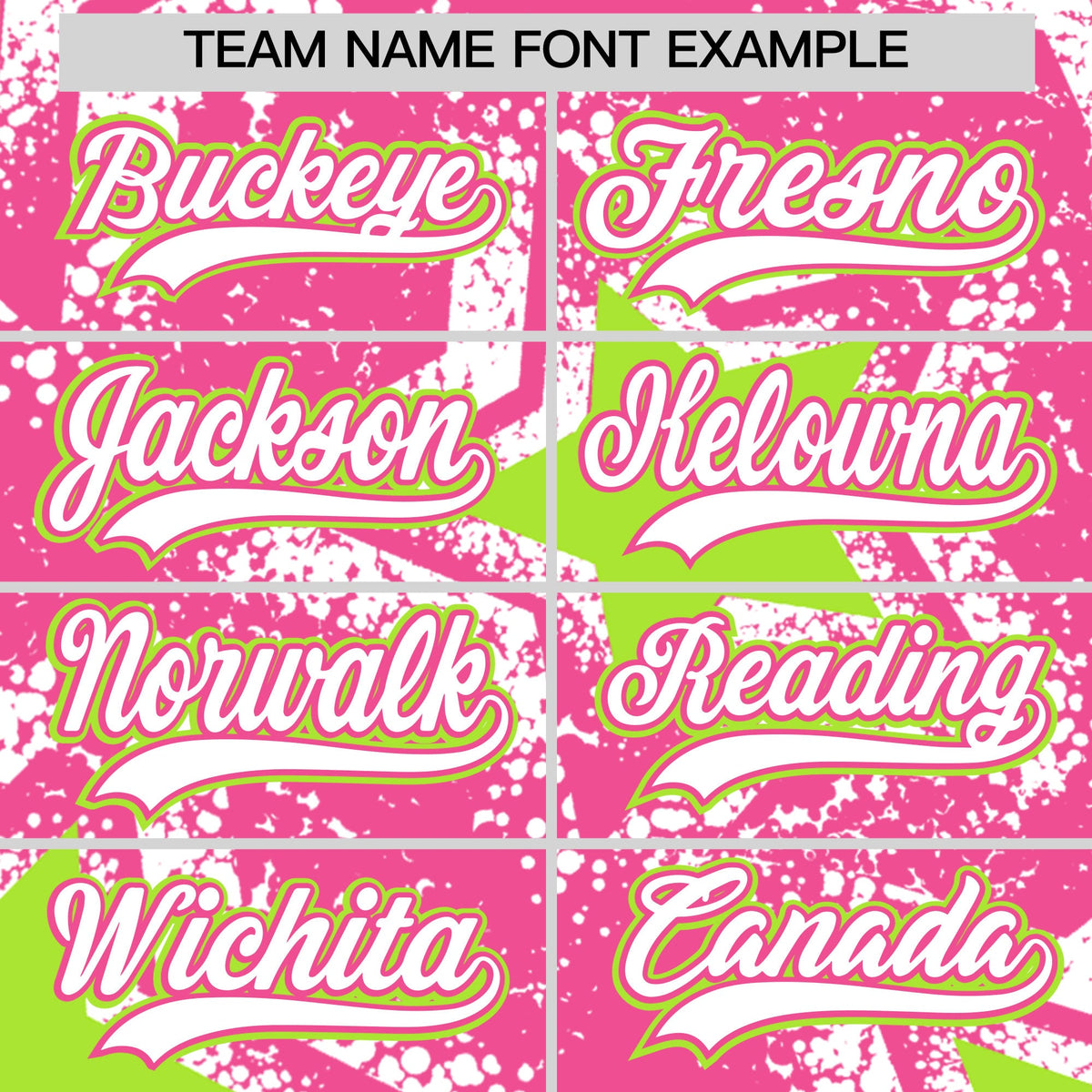 Custom Pink White Neon Green Star Graffiti Team Baseball Jerseys With Custom Names, Numbers & Logos Lightweight Baseball Jersey| KXKSHOP