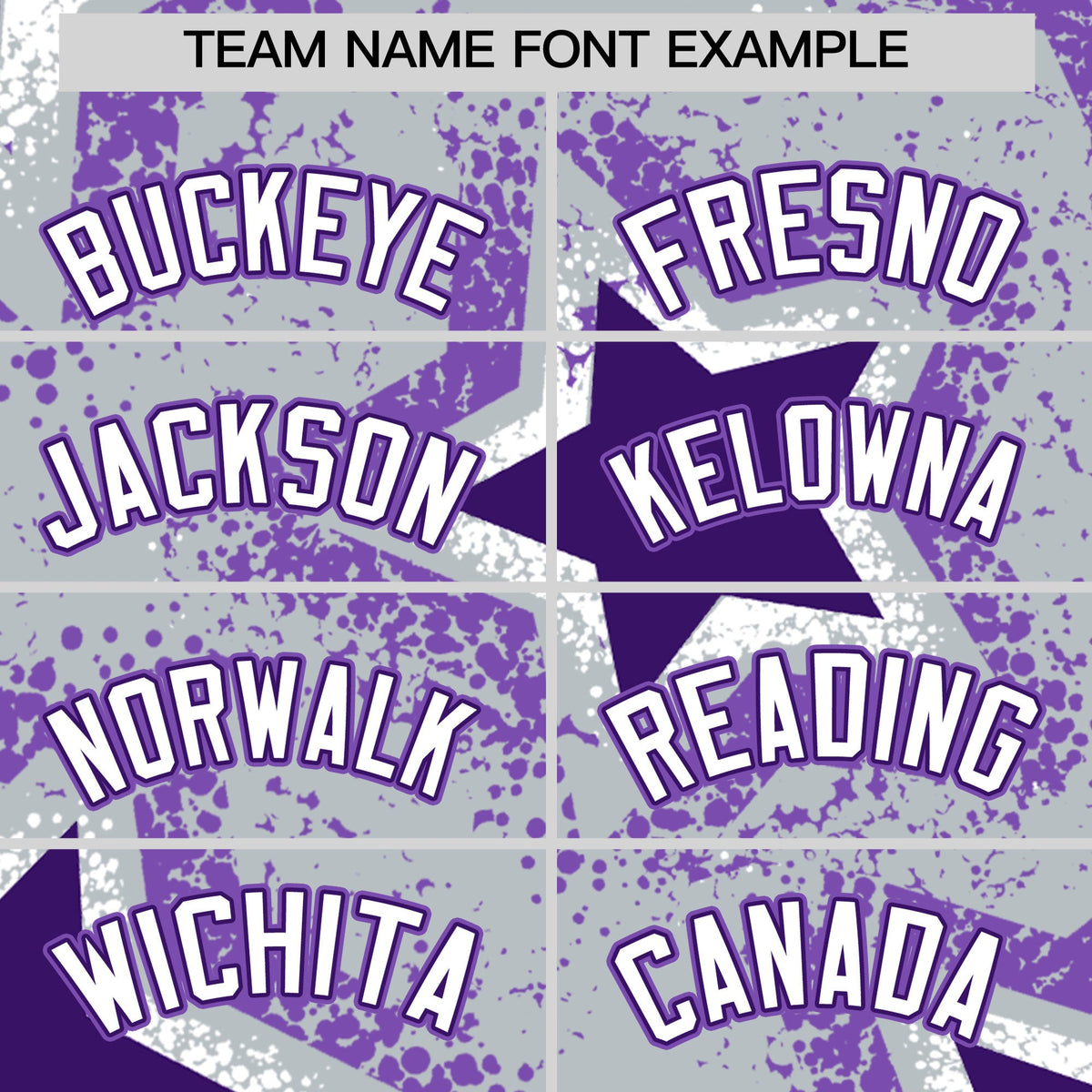 Custom Silver Purple White Star Graffiti Team Baseball Jerseys With Custom Names, Numbers & Logos Lightweight Baseball Jersey| KXKSHOP
