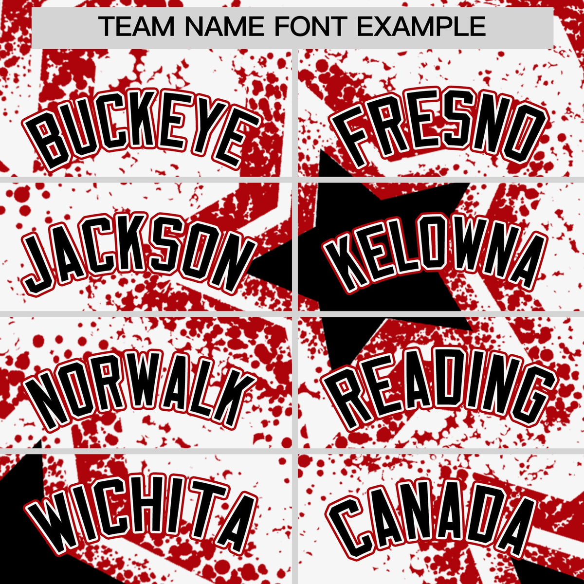 Custom White Black Red Star Graffiti Team Baseball Jerseys With Custom Names, Numbers & Logos Stretch Fabric Baseball Jersey| KXKSHOP