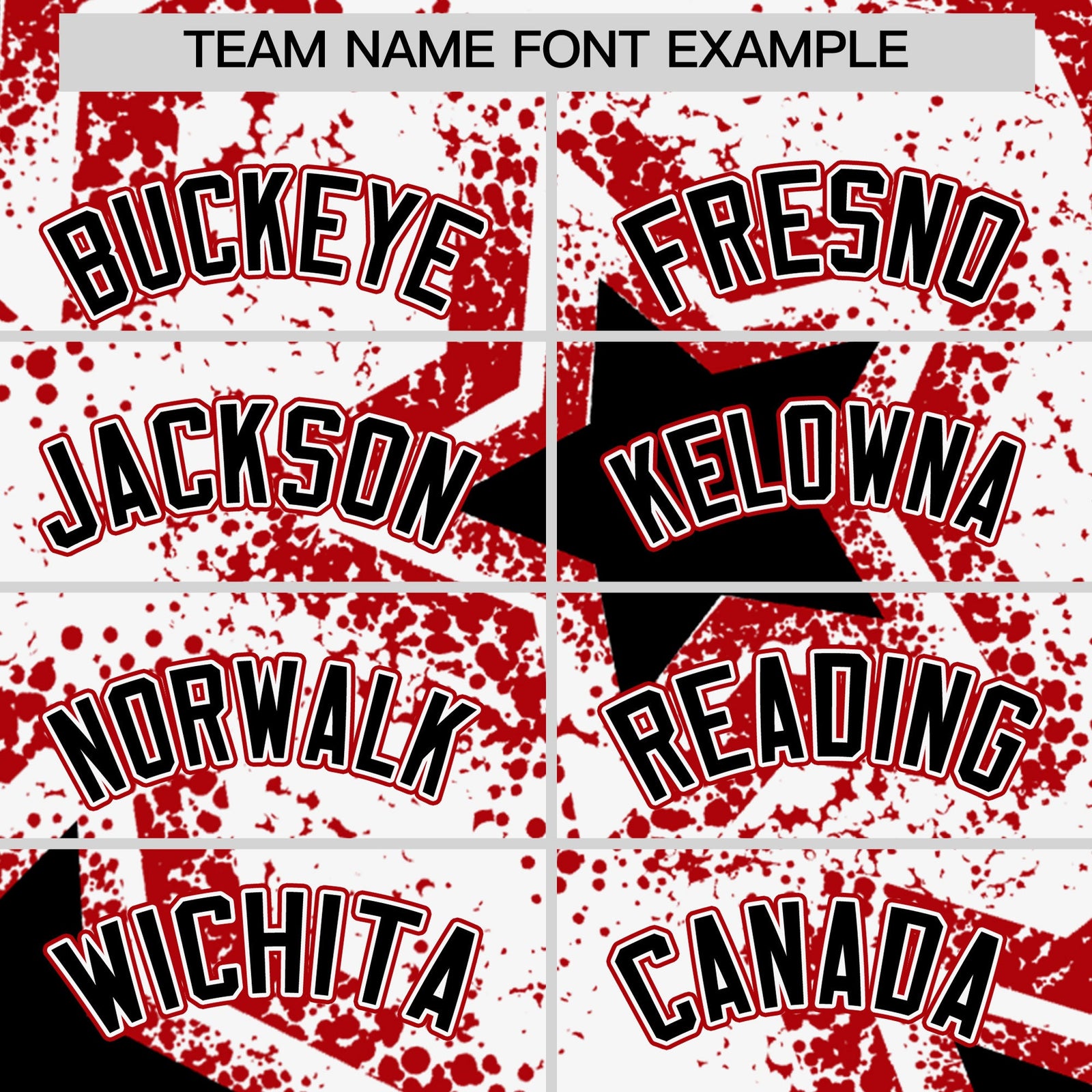 Custom White Black Red Star Graffiti Team Baseball Jerseys With Custom Names, Numbers & Logos Stretch Fabric Baseball Jersey| KXKSHOP
