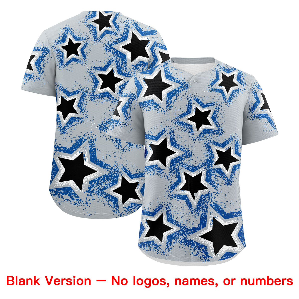 Custom Silver Black Royal Star Graffiti Team Baseball Jerseys With Custom Names, Numbers & Logos Lightweight Baseball Jersey| KXKSHOP
