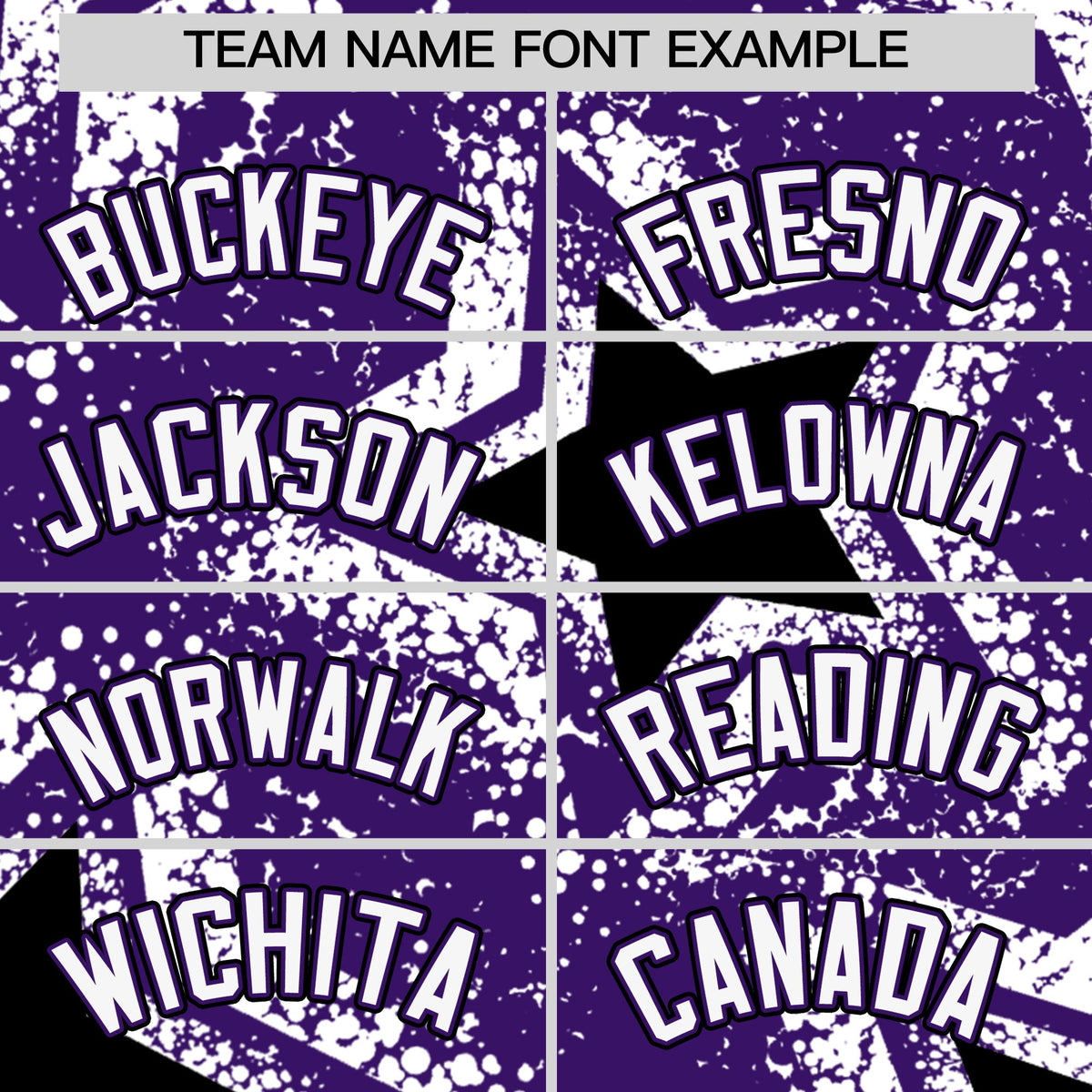 Custom Purple White Black Star Graffiti Team Baseball Jerseys With Custom Names, Numbers & Logos Lightweight Baseball Jersey| KXKSHOP