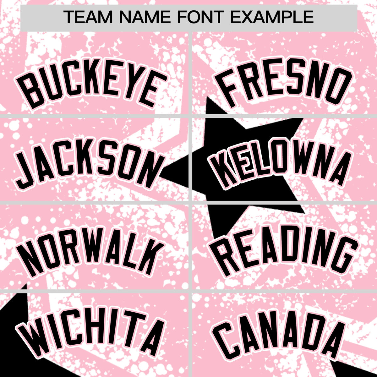 Custom Light Pink White Black Star Graffiti Team Baseball Jerseys With Custom Names, Numbers & Logos Stretch Fabric Baseball Jersey| KXKSHOP