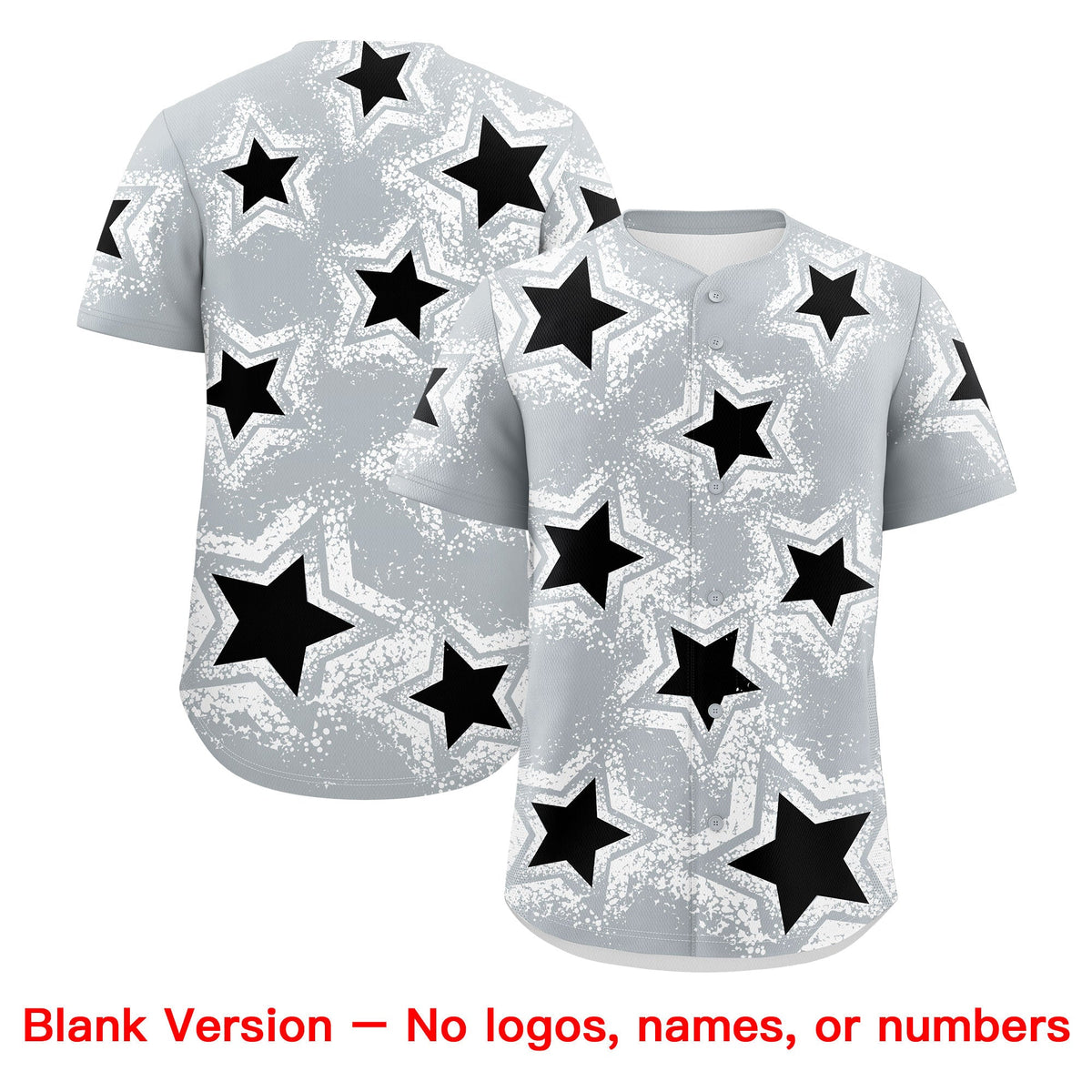 Custom Silver Black White Star Graffiti Team Baseball Jerseys With Custom Names, Numbers & Logos Stretch Fabric Baseball Jersey| KXKSHOP