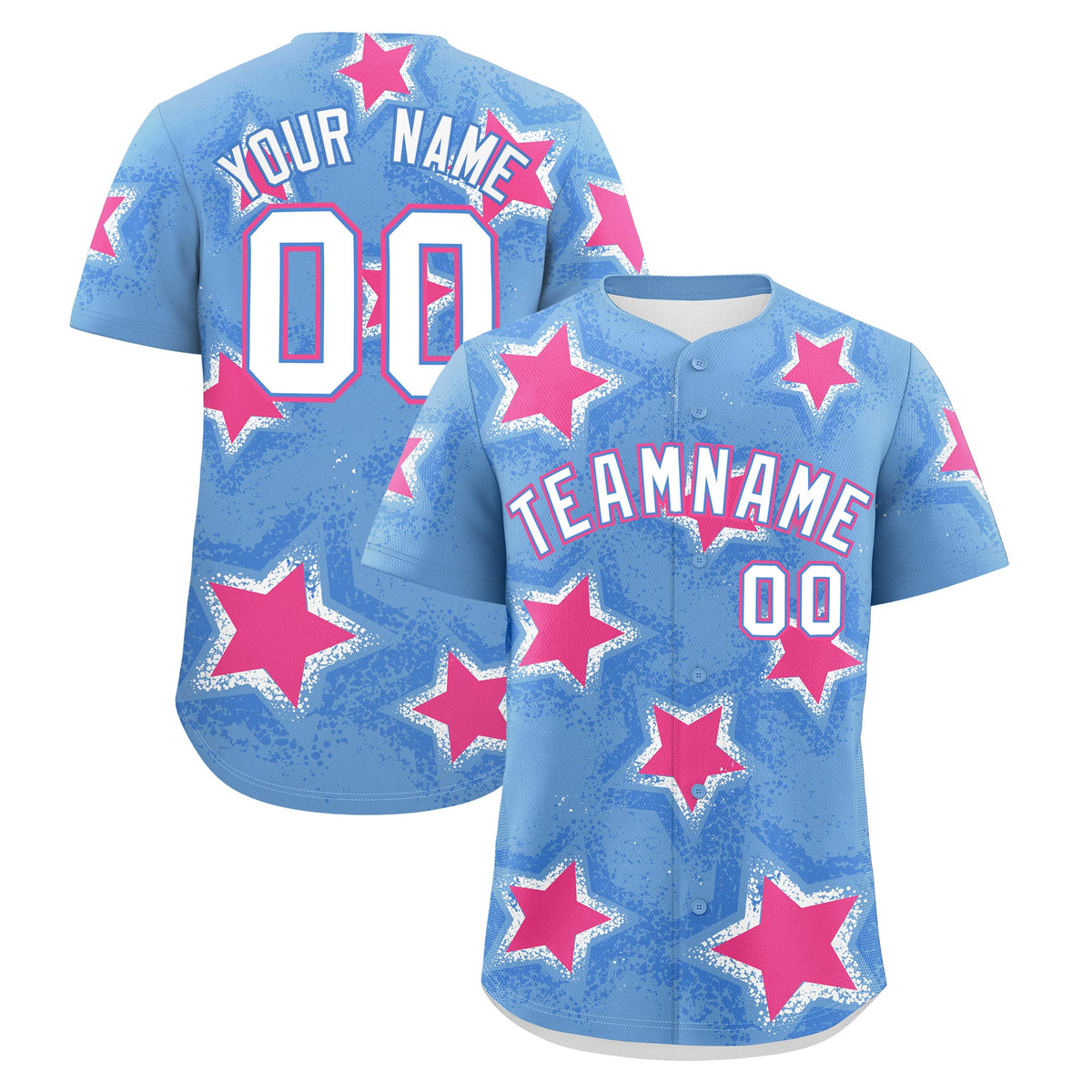 Custom Light Blue Powder Blue White Star Graffiti Team Baseball Jerseys With Custom Names, Numbers & Logos Lightweight Baseball Jersey| KXKSHOP