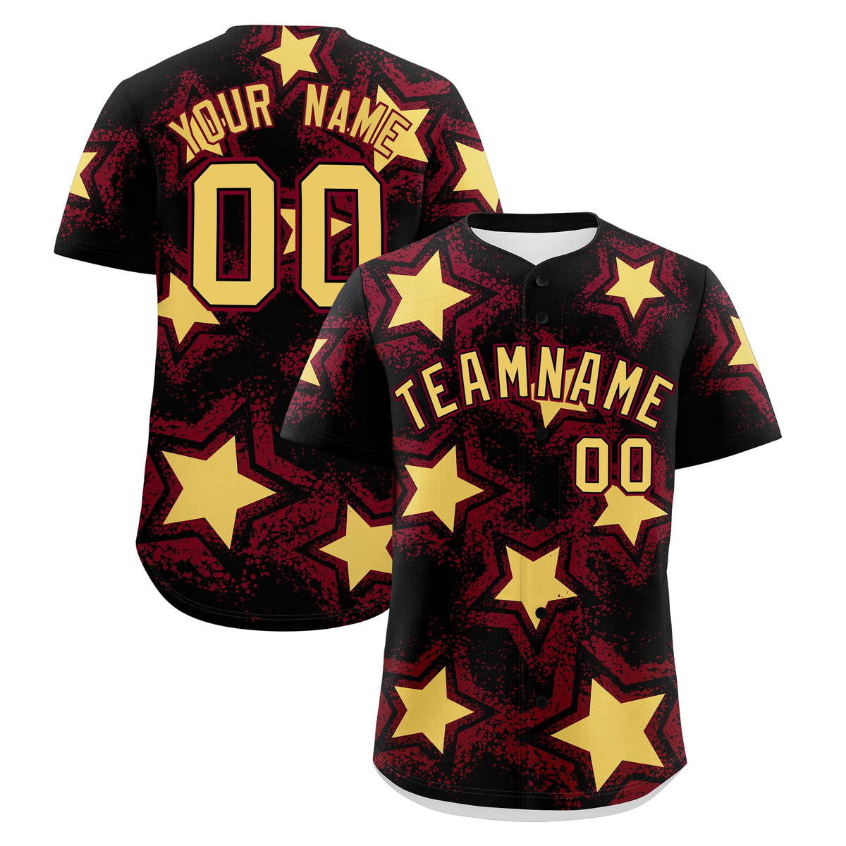 Custom Black Crimson Khaki Star Graffiti Team Baseball Jerseys With Custom Names, Numbers & Logos Lightweight Baseball Jersey| KXKSHOP