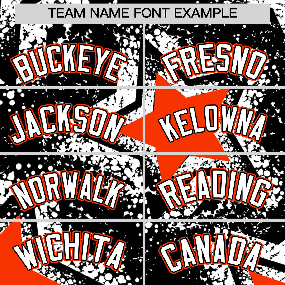 Custom Black White Orange Star Graffiti Team Baseball Jerseys With Custom Names, Numbers & Logos Lightweight Baseball Jersey| KXKSHOP