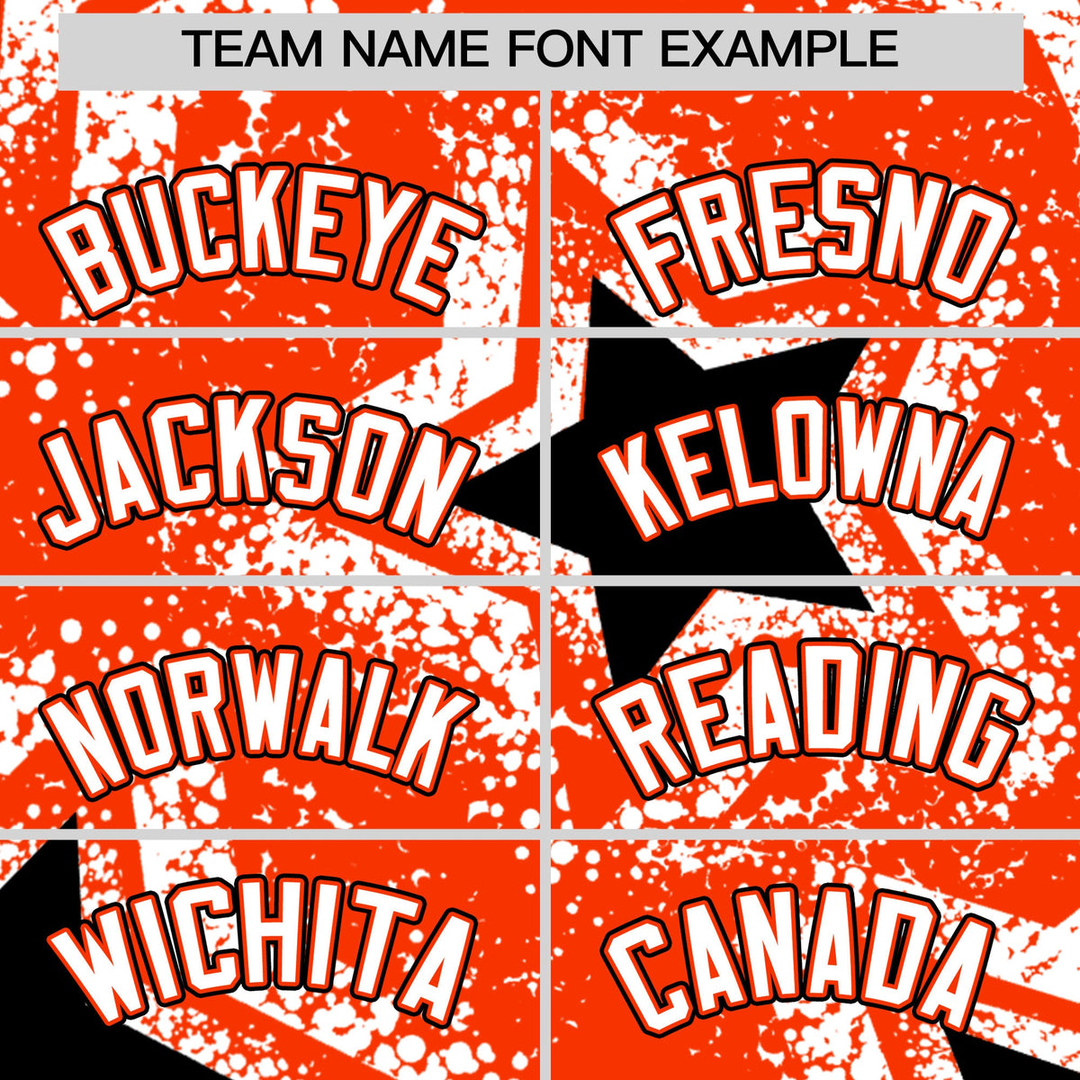 Custom Orange White Black Star Graffiti Team Baseball Jerseys With Custom Names, Numbers & Logos Stretch Fabric Baseball Jersey| KXKSHOP