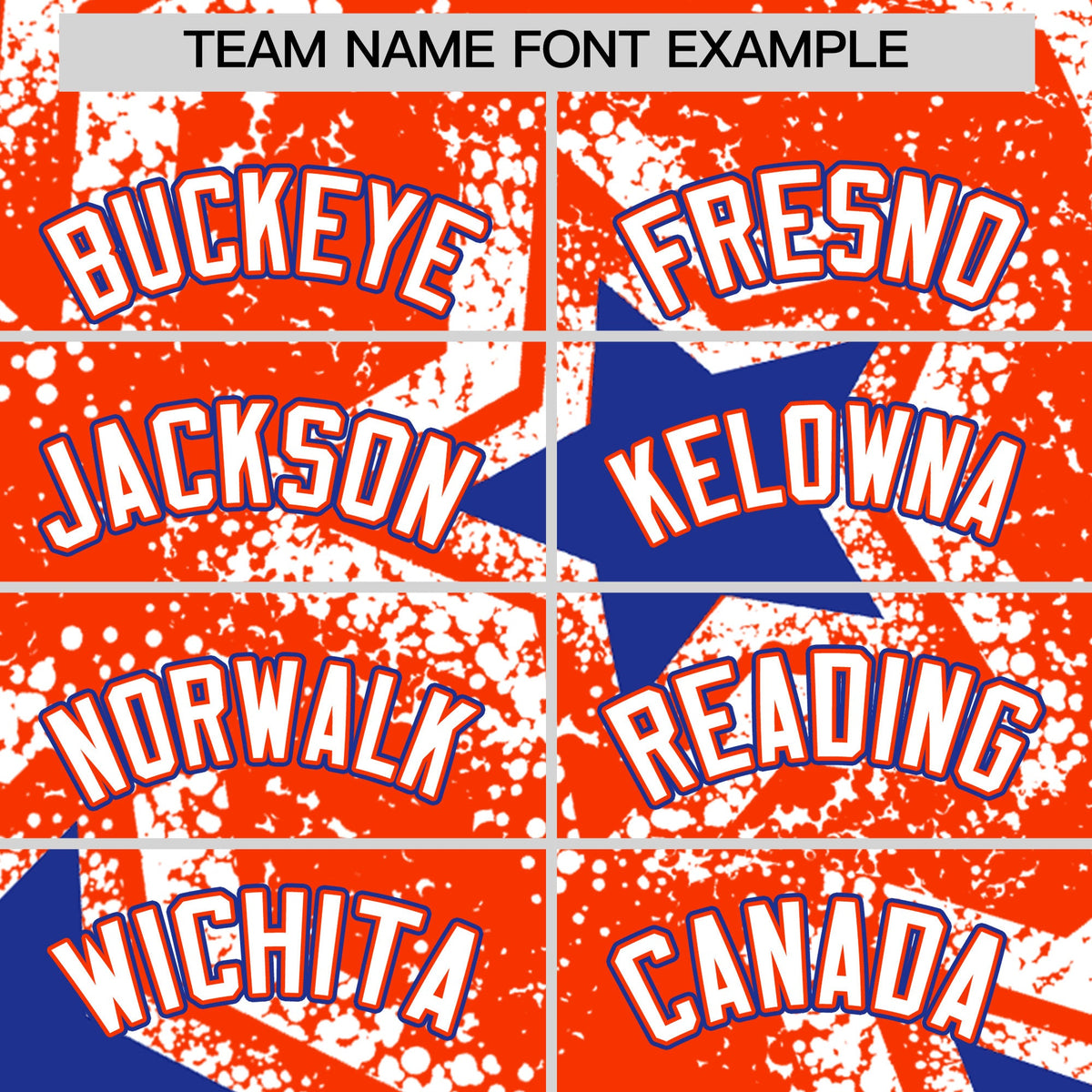 Custom Orange White Royal Blue Star Graffiti Team Baseball Jerseys With Custom Names, Numbers & Logos Lightweight Baseball Jersey| KXKSHOP
