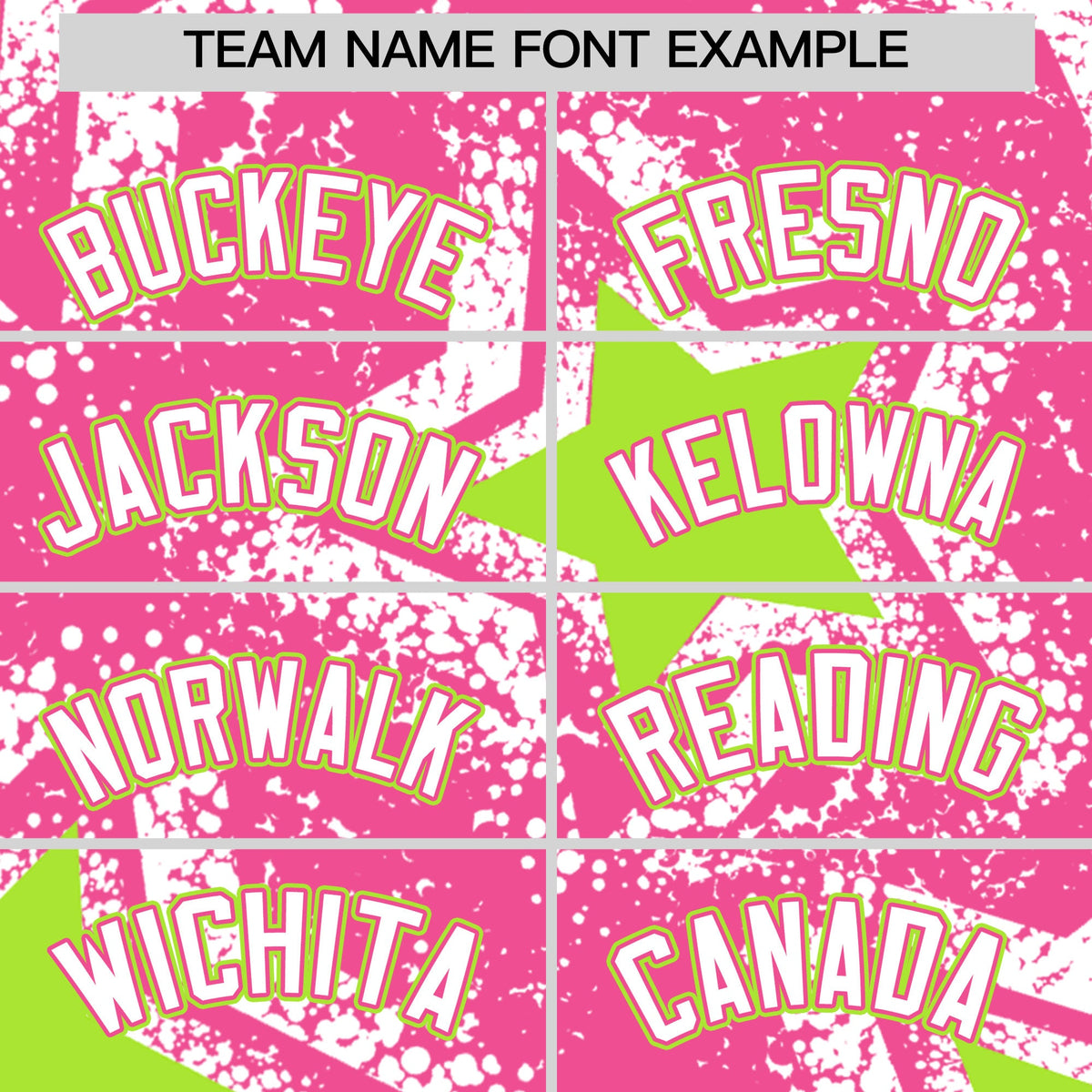 Custom Pink White Neon Green Star Graffiti Team Baseball Jerseys With Custom Names, Numbers & Logos Lightweight Baseball Jersey| KXKSHOP