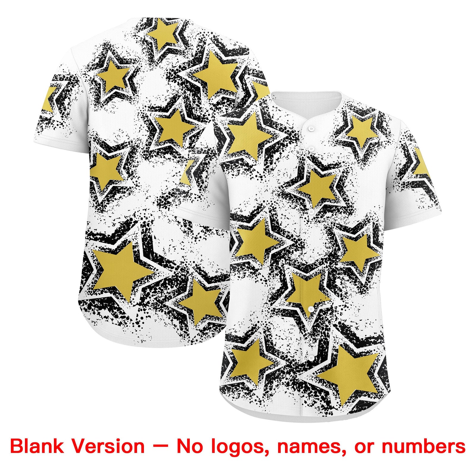 Custom White Black Old Gold Star Graffiti Team Baseball Jerseys With Custom Names, Numbers & Logos Stretch Fabric Baseball Jersey| KXKSHOP